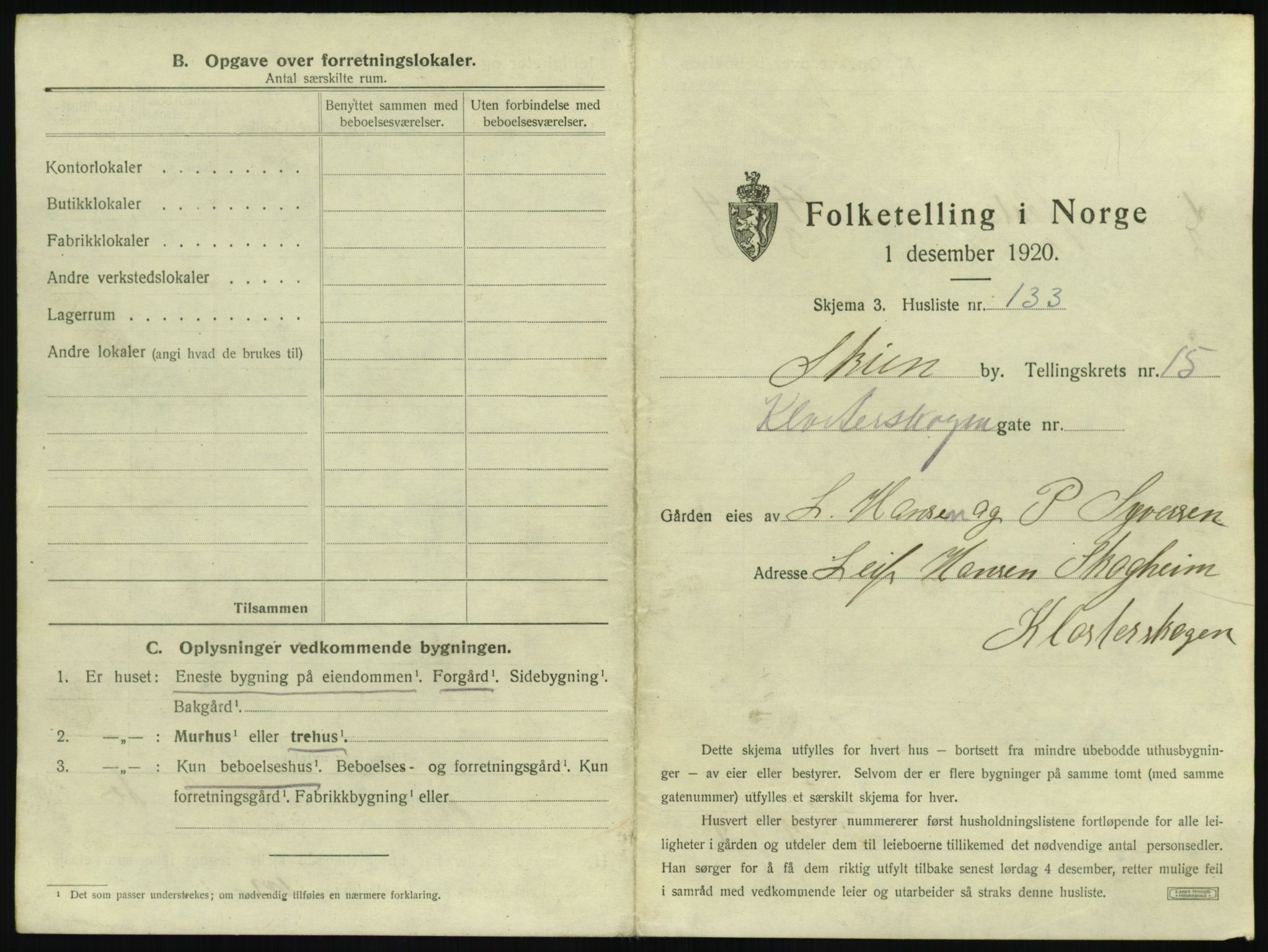 SAKO, 1920 census for Skien, 1920, p. 4529