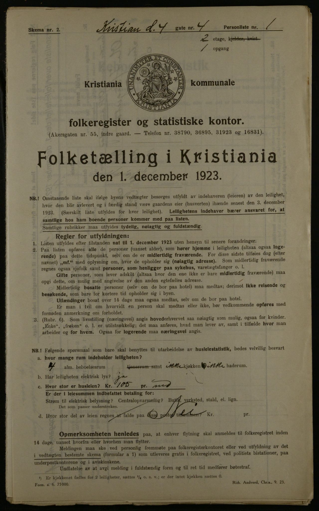 OBA, Municipal Census 1923 for Kristiania, 1923, p. 60752