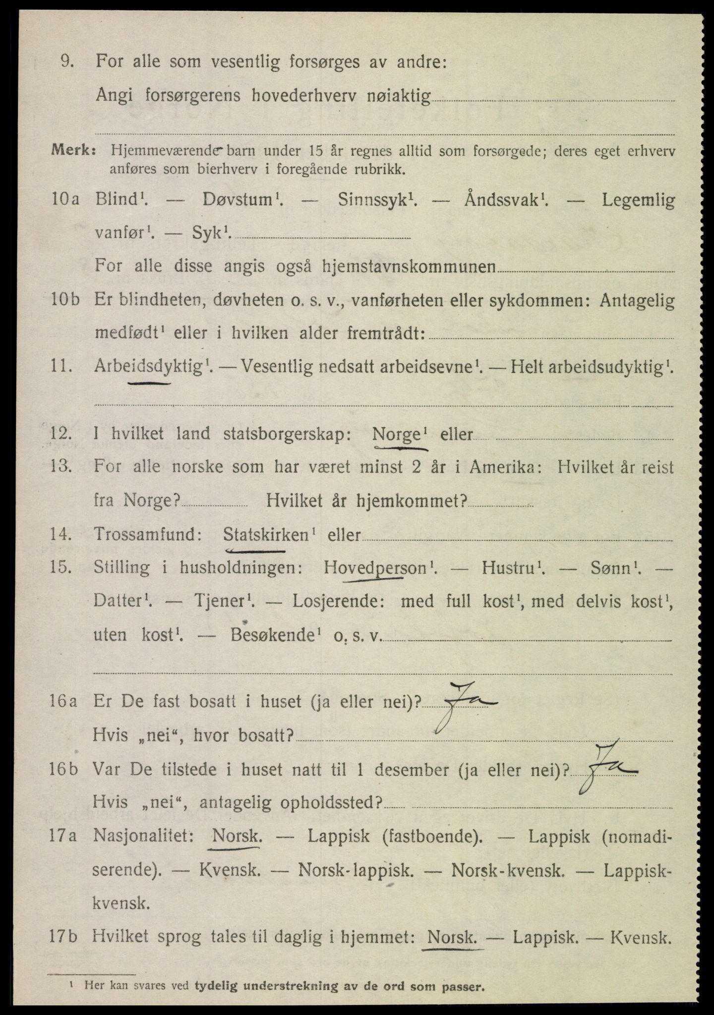 SAT, 1920 census for Hamarøy, 1920, p. 2093