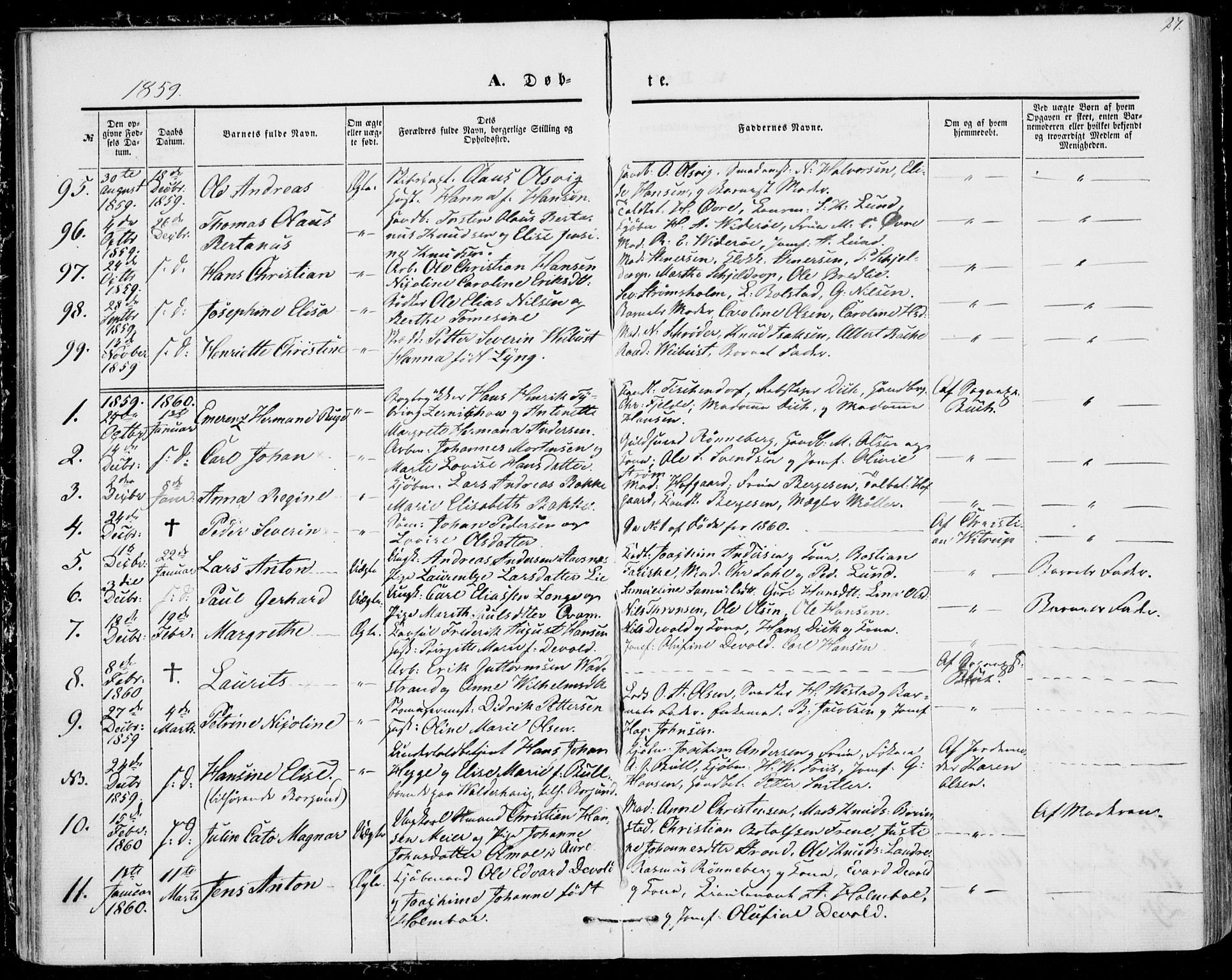 Ministerialprotokoller, klokkerbøker og fødselsregistre - Møre og Romsdal, SAT/A-1454/529/L0451: Parish register (official) no. 529A01, 1855-1863, p. 27