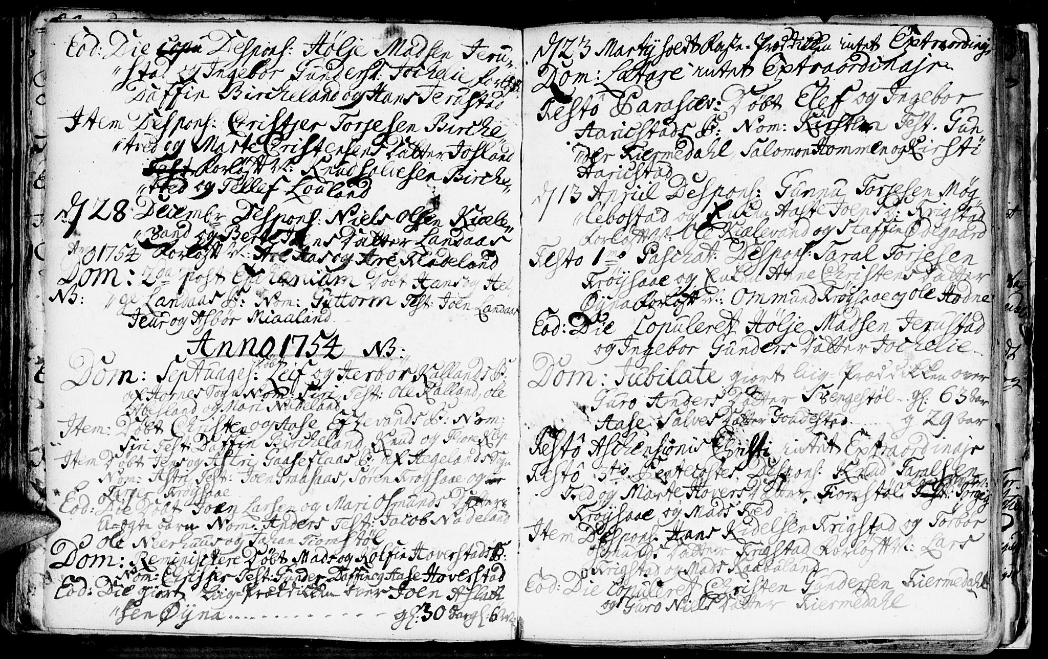 Evje sokneprestkontor, AV/SAK-1111-0008/F/Fa/Fac/L0001: Parish register (official) no. A 1, 1705-1764, p. 287-288