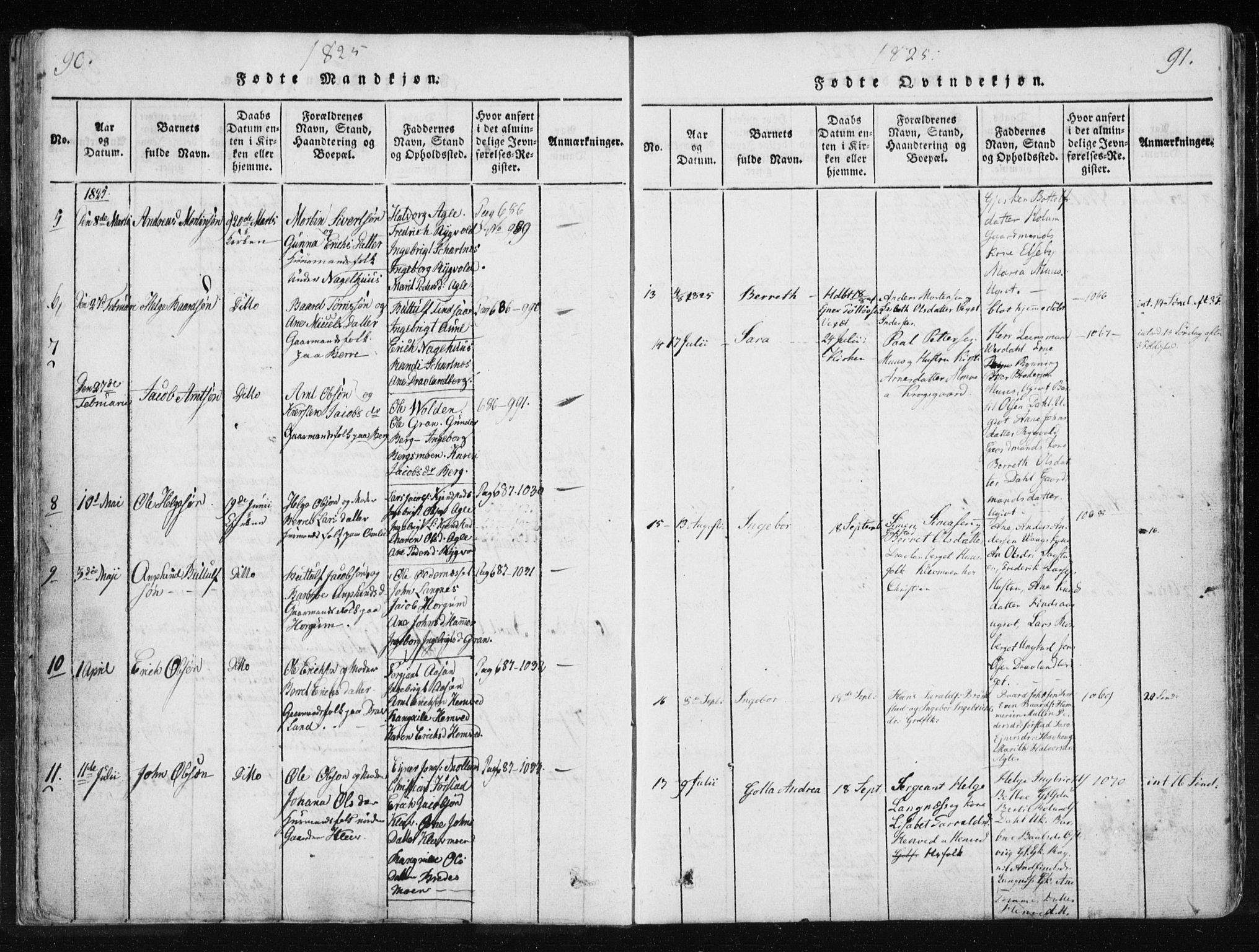 Ministerialprotokoller, klokkerbøker og fødselsregistre - Nord-Trøndelag, SAT/A-1458/749/L0469: Parish register (official) no. 749A03, 1817-1857, p. 90-91
