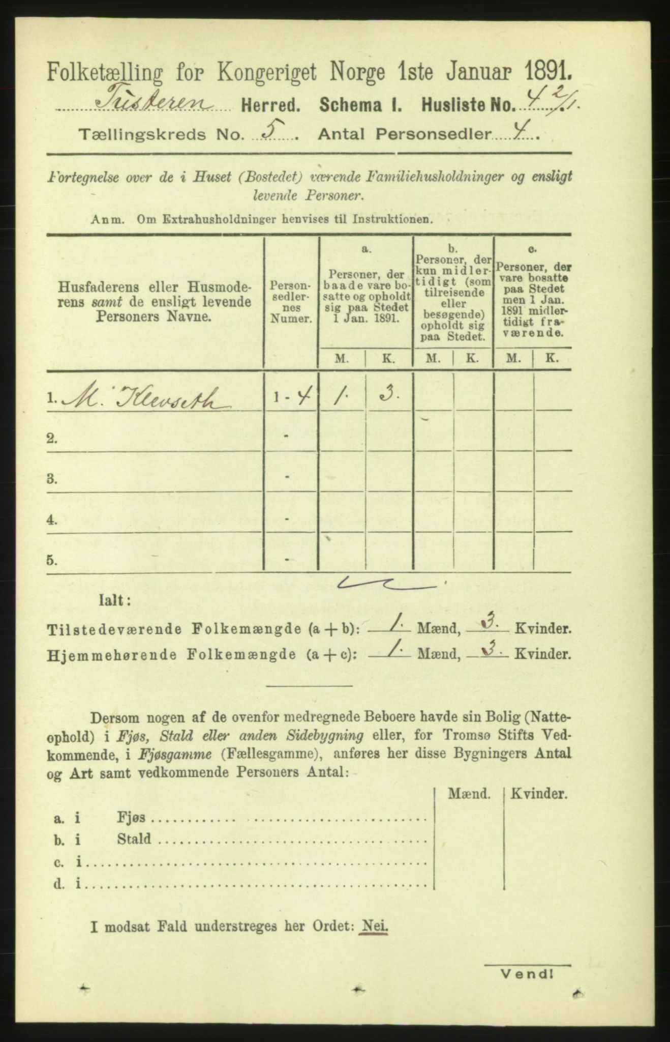 RA, 1891 census for 1572 Tustna, 1891, p. 1688