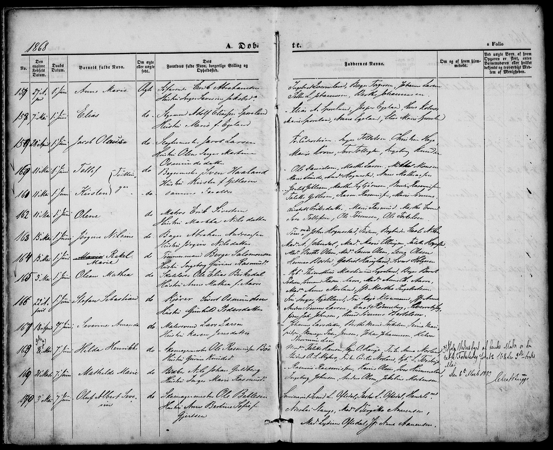 St. Petri sokneprestkontor, AV/SAST-A-101813/001/30/30BA/L0008: Parish register (official) no. A 8, 1868-1876, p. 6