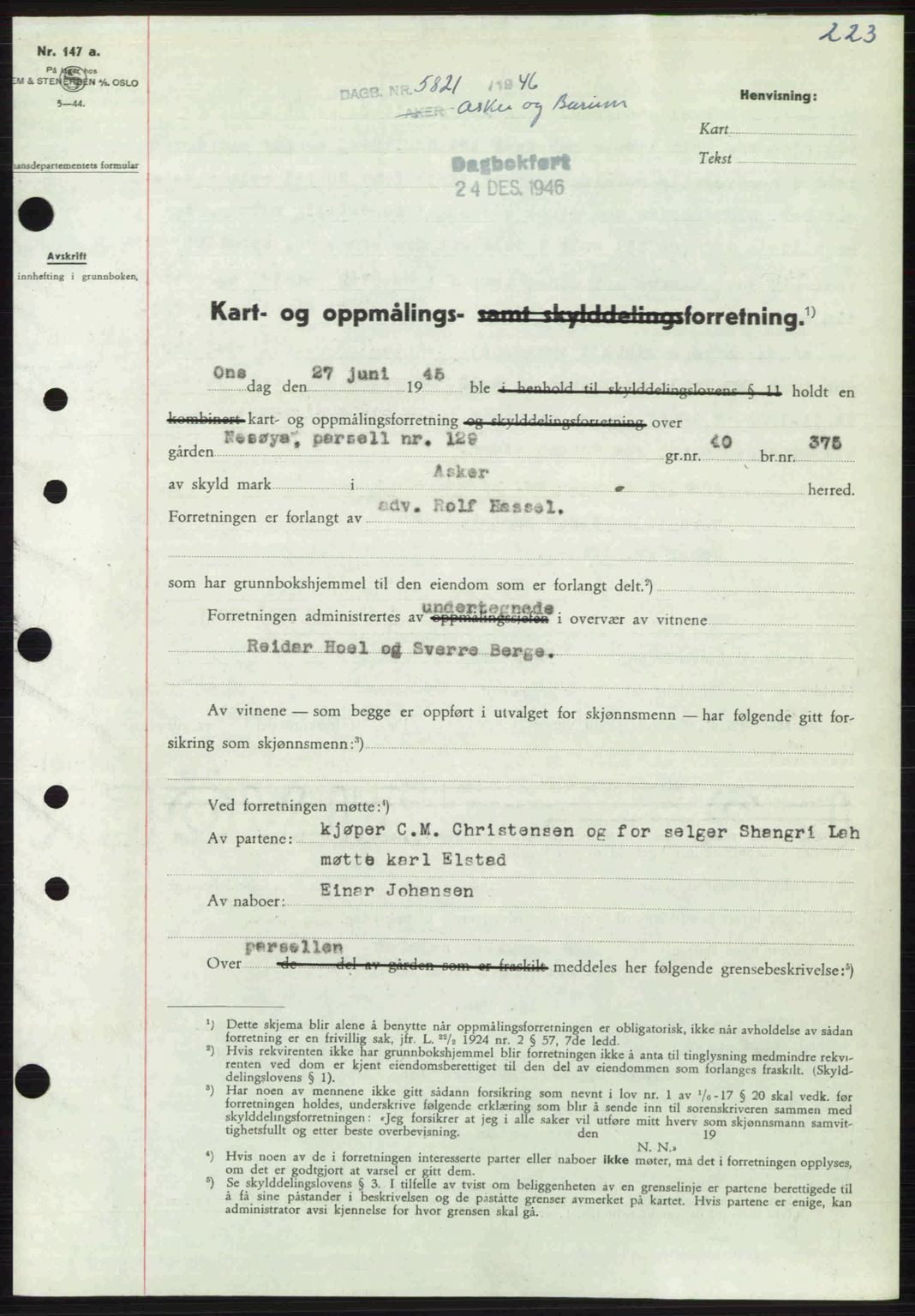 Aker herredsskriveri, AV/SAO-A-10896/G/Gb/Gbb/Gbbb/L0036: Mortgage book no. A82, 1946-1947, Diary no: : 5821/1946