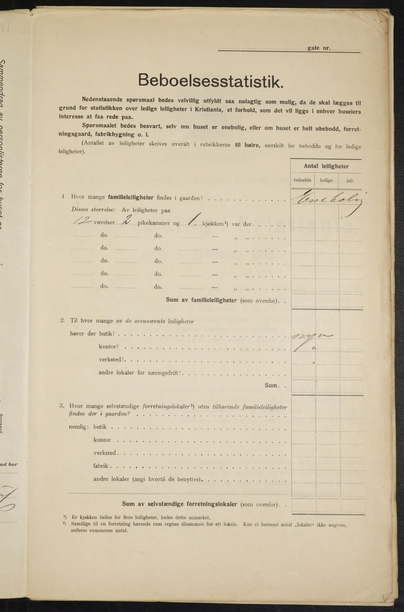 OBA, Municipal Census 1915 for Kristiania, 1915, p. 43463