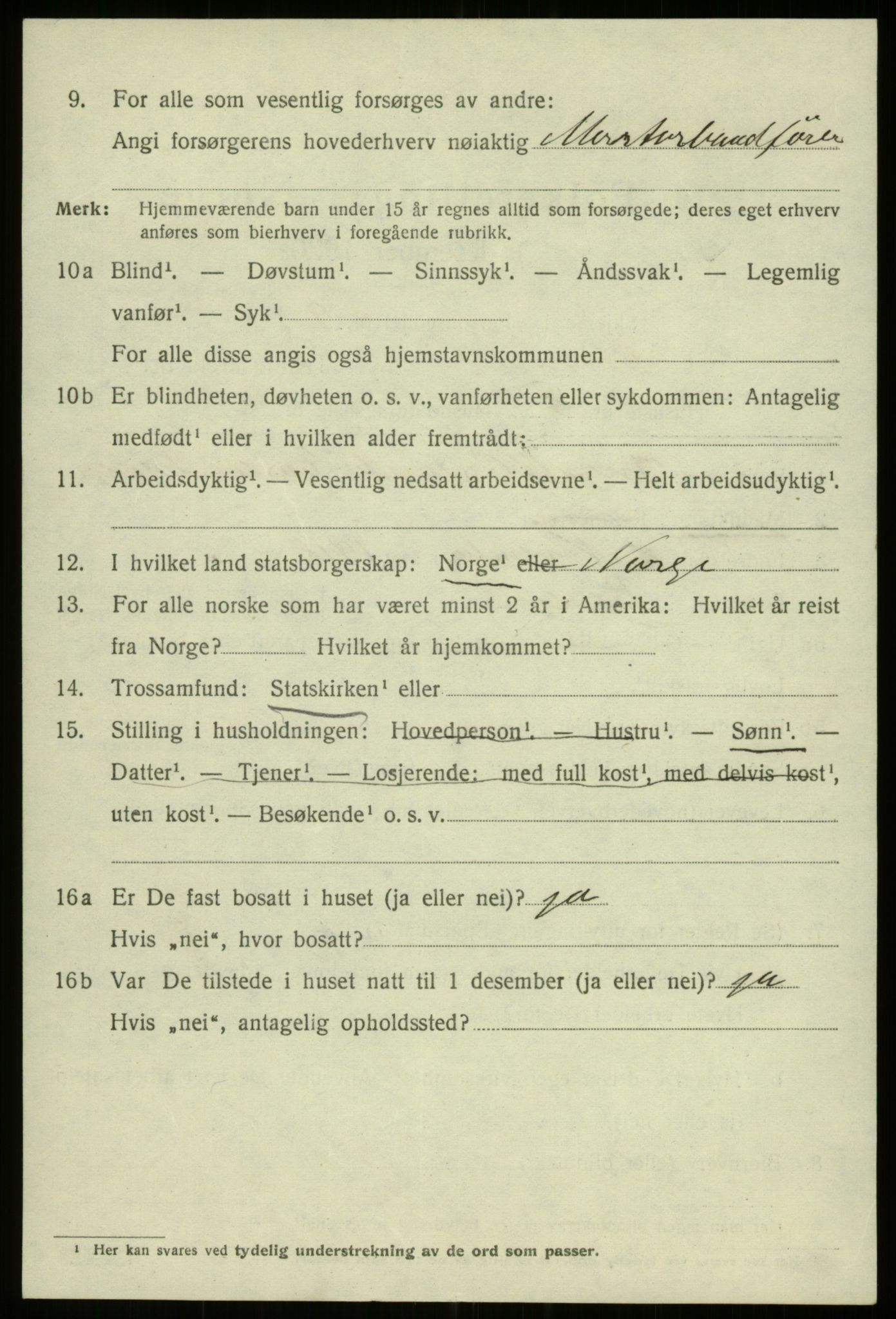 SAB, 1920 census for Bergen, 1920, p. 206527