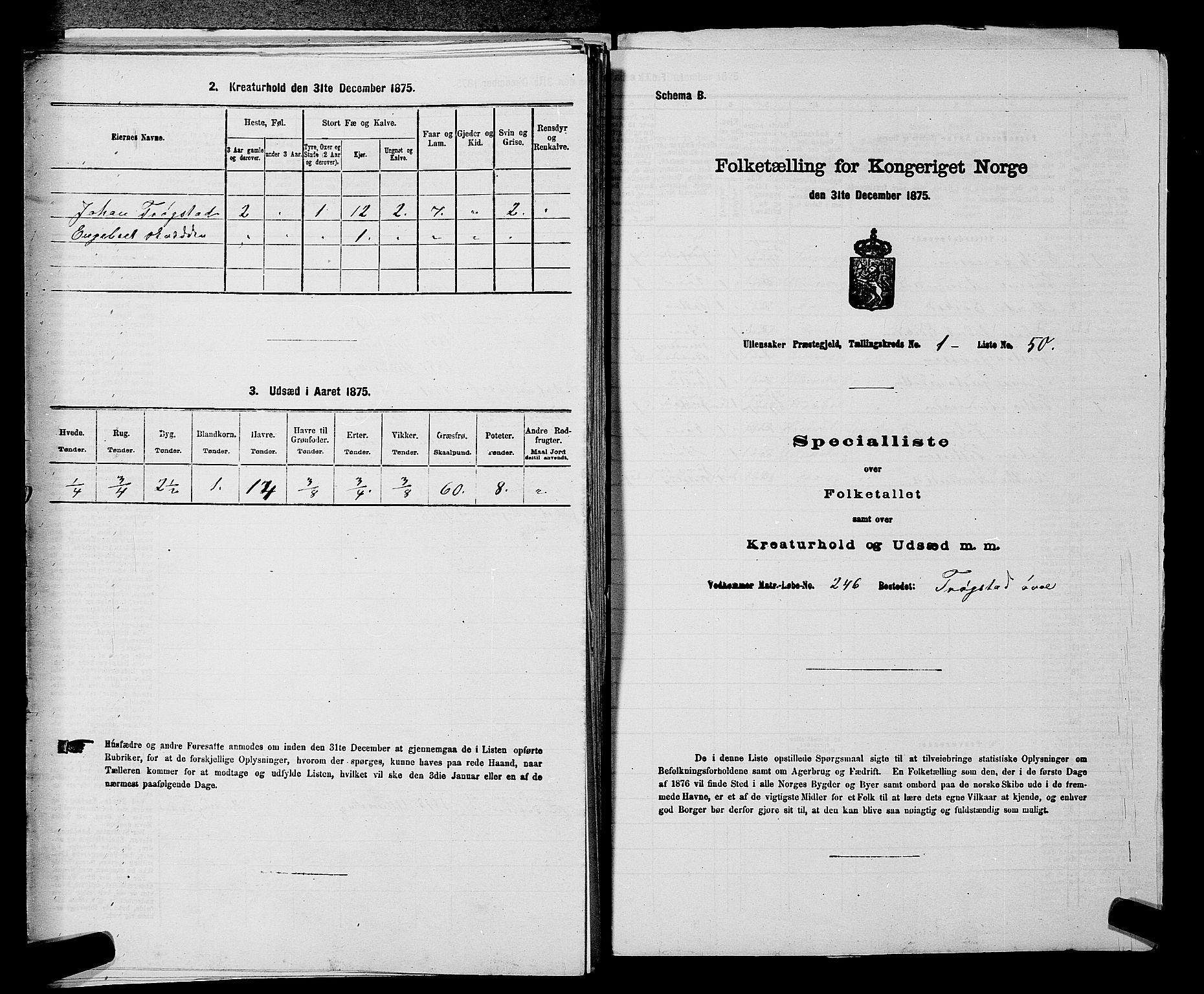 RA, 1875 census for 0235P Ullensaker, 1875, p. 158