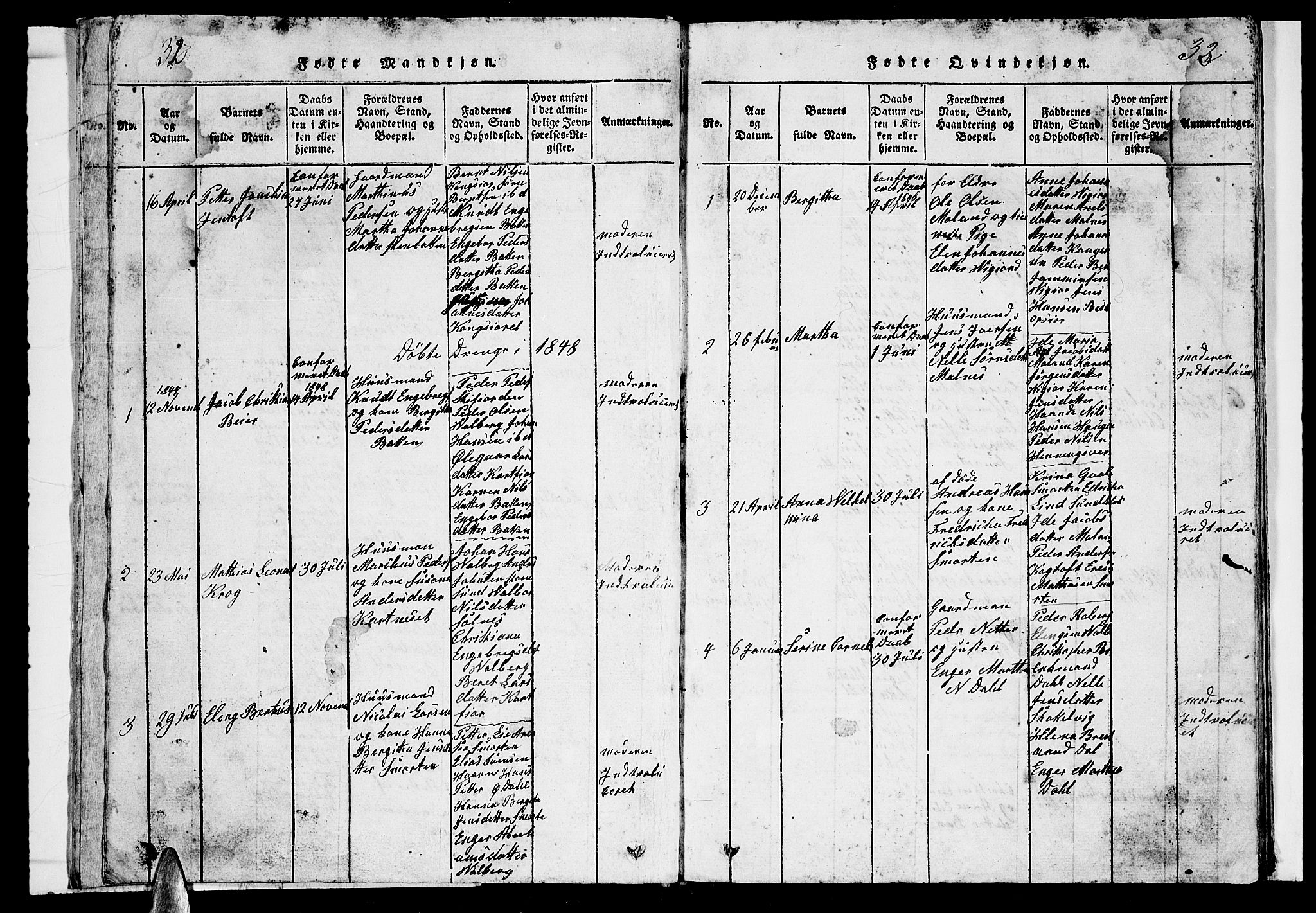 Ministerialprotokoller, klokkerbøker og fødselsregistre - Nordland, AV/SAT-A-1459/884/L1195: Parish register (copy) no. 884C01, 1837-1867, p. 32-33