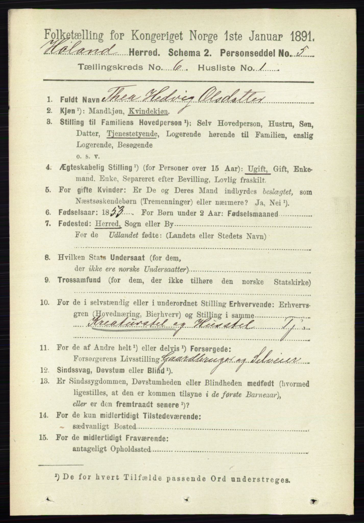 RA, 1891 census for 0221 Høland, 1891, p. 4344