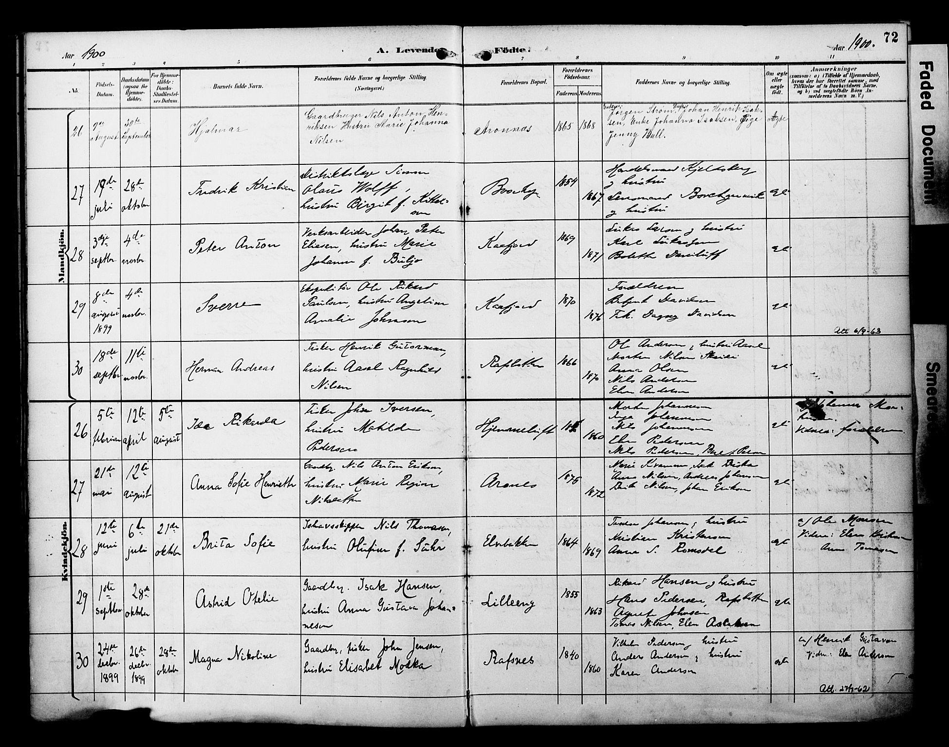 Alta sokneprestkontor, SATØ/S-1338/H/Ha/L0003.kirke: Parish register (official) no. 3, 1892-1904, p. 72
