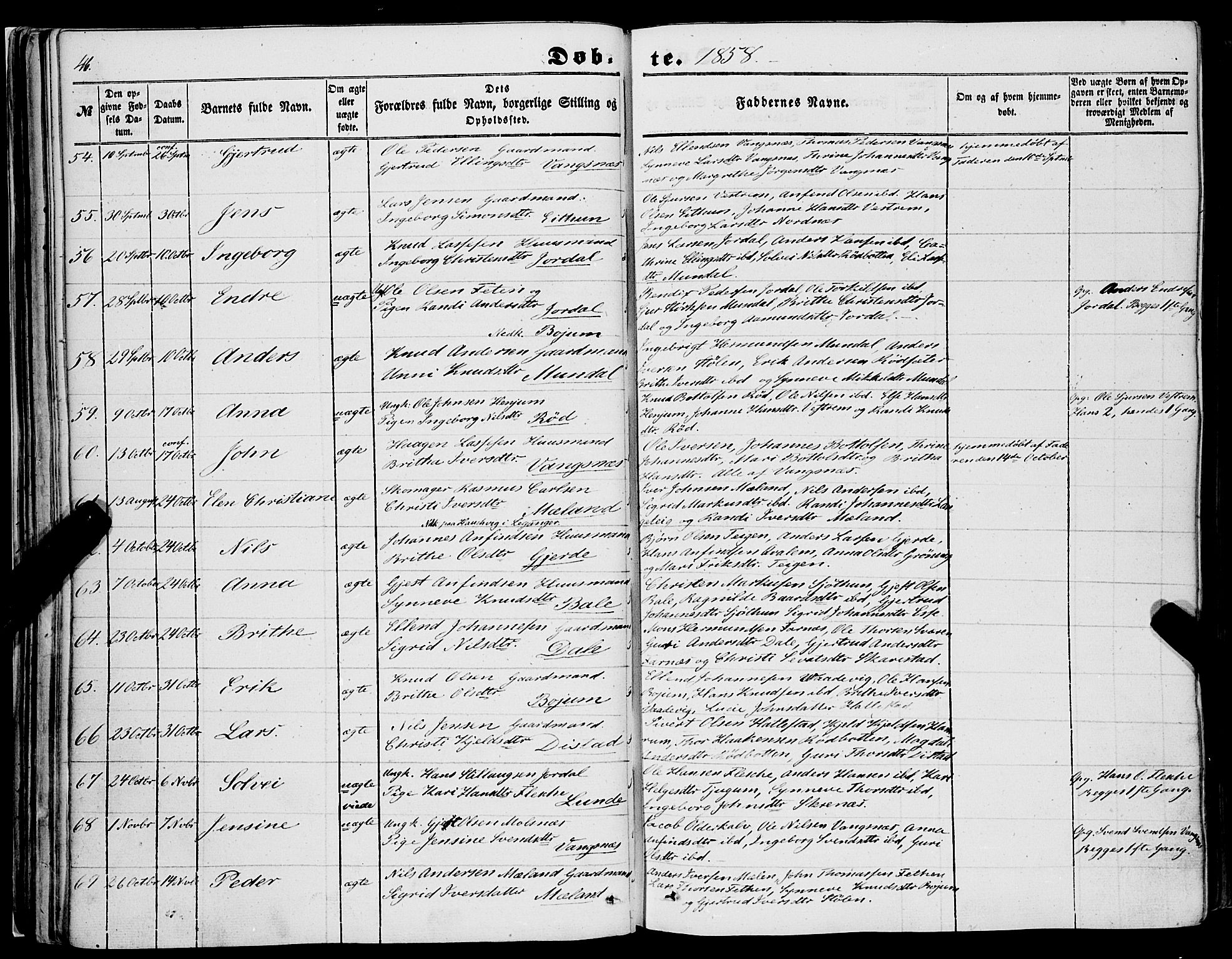 Balestrand sokneprestembete, AV/SAB-A-79601/H/Haa/Haaa/L0002: Parish register (official) no. A 2, 1847-1866, p. 46