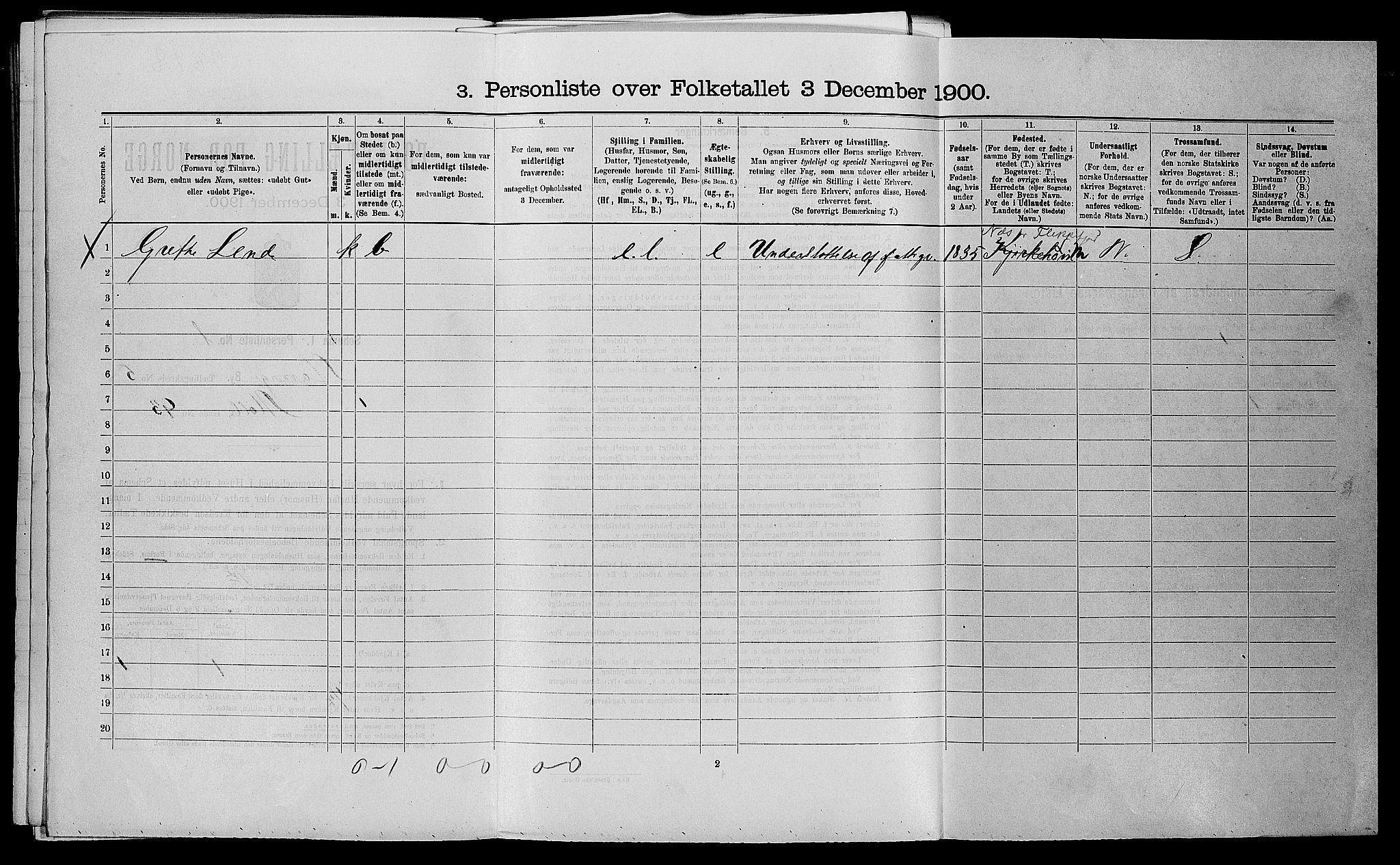 SAST, 1900 census for Stavanger, 1900, p. 1685