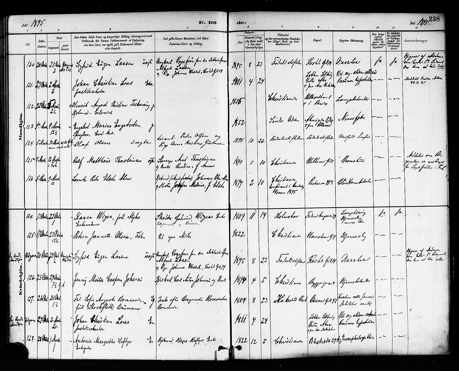 Trefoldighet prestekontor Kirkebøker, AV/SAO-A-10882/F/Fd/L0003: Parish register (official) no. IV 3, 1885-1896, p. 238