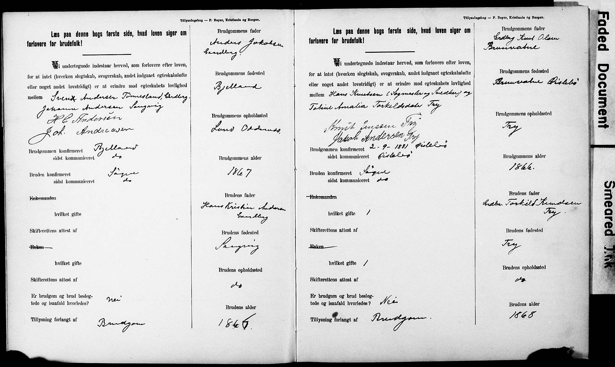 Ullensaker prestekontor Kirkebøker, AV/SAO-A-10236a/H/Ha/L0001: Banns register no. 1, 1892-1910