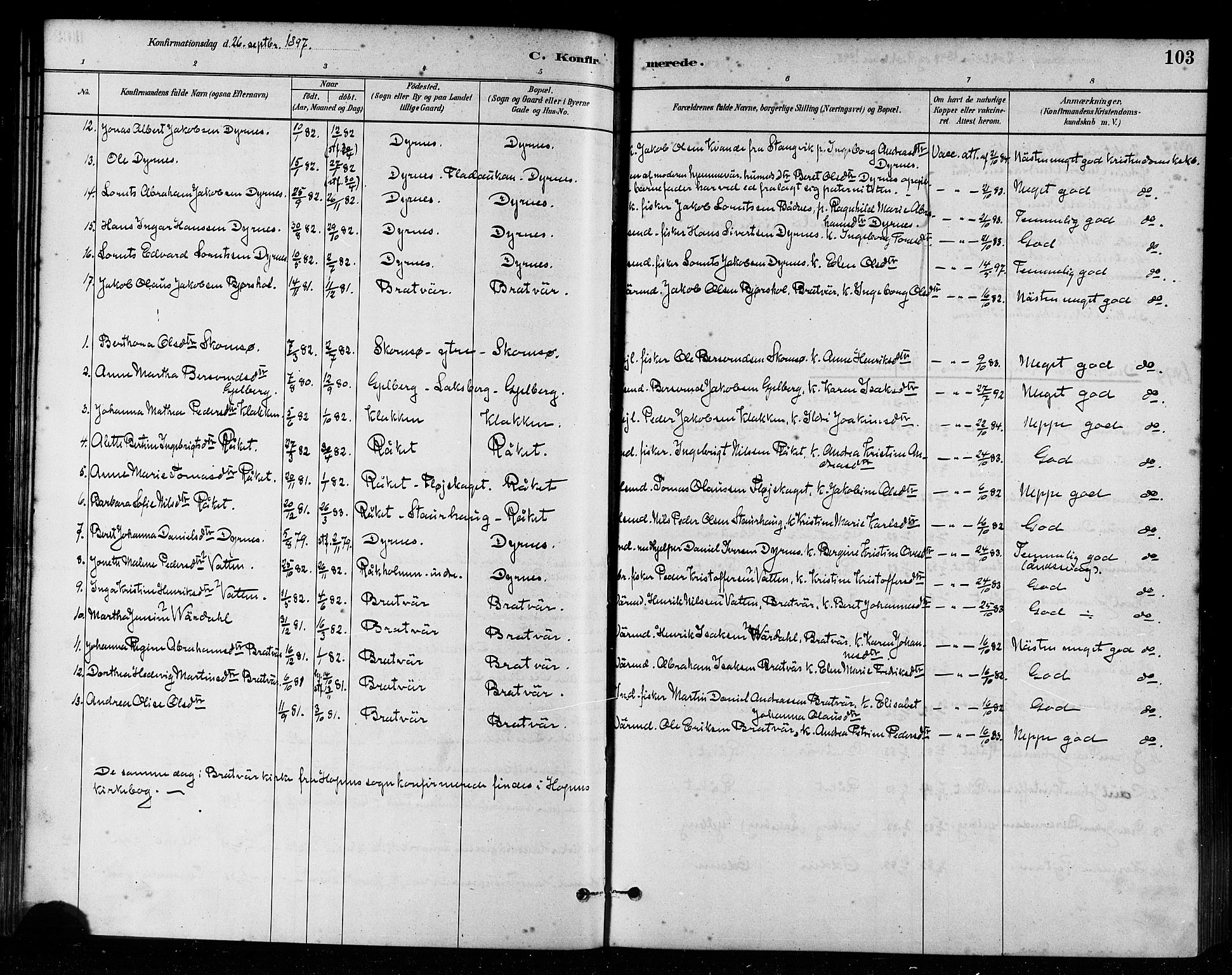 Ministerialprotokoller, klokkerbøker og fødselsregistre - Møre og Romsdal, AV/SAT-A-1454/582/L0947: Parish register (official) no. 582A01, 1880-1900, p. 103