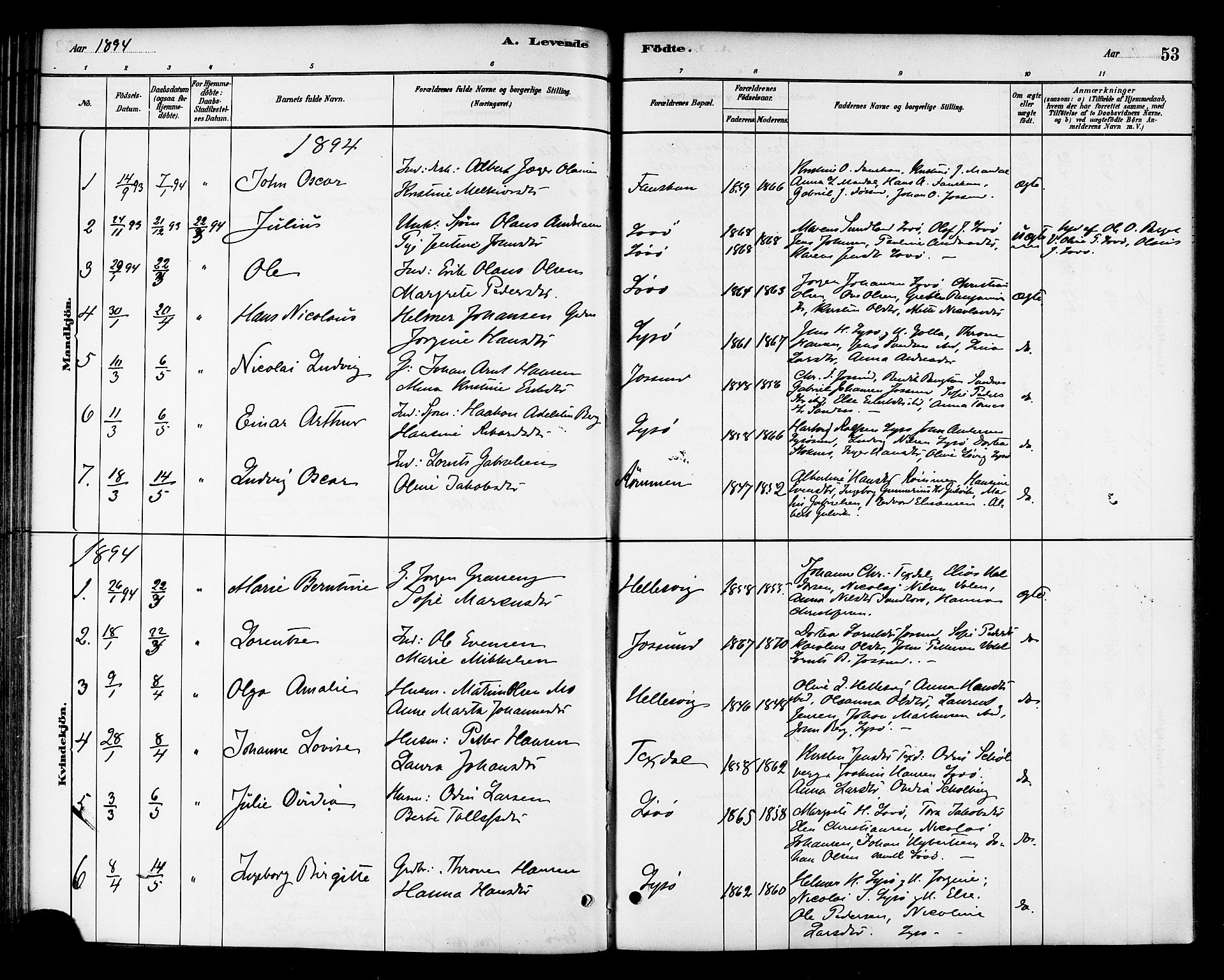 Ministerialprotokoller, klokkerbøker og fødselsregistre - Sør-Trøndelag, SAT/A-1456/654/L0663: Parish register (official) no. 654A01, 1880-1894, p. 53