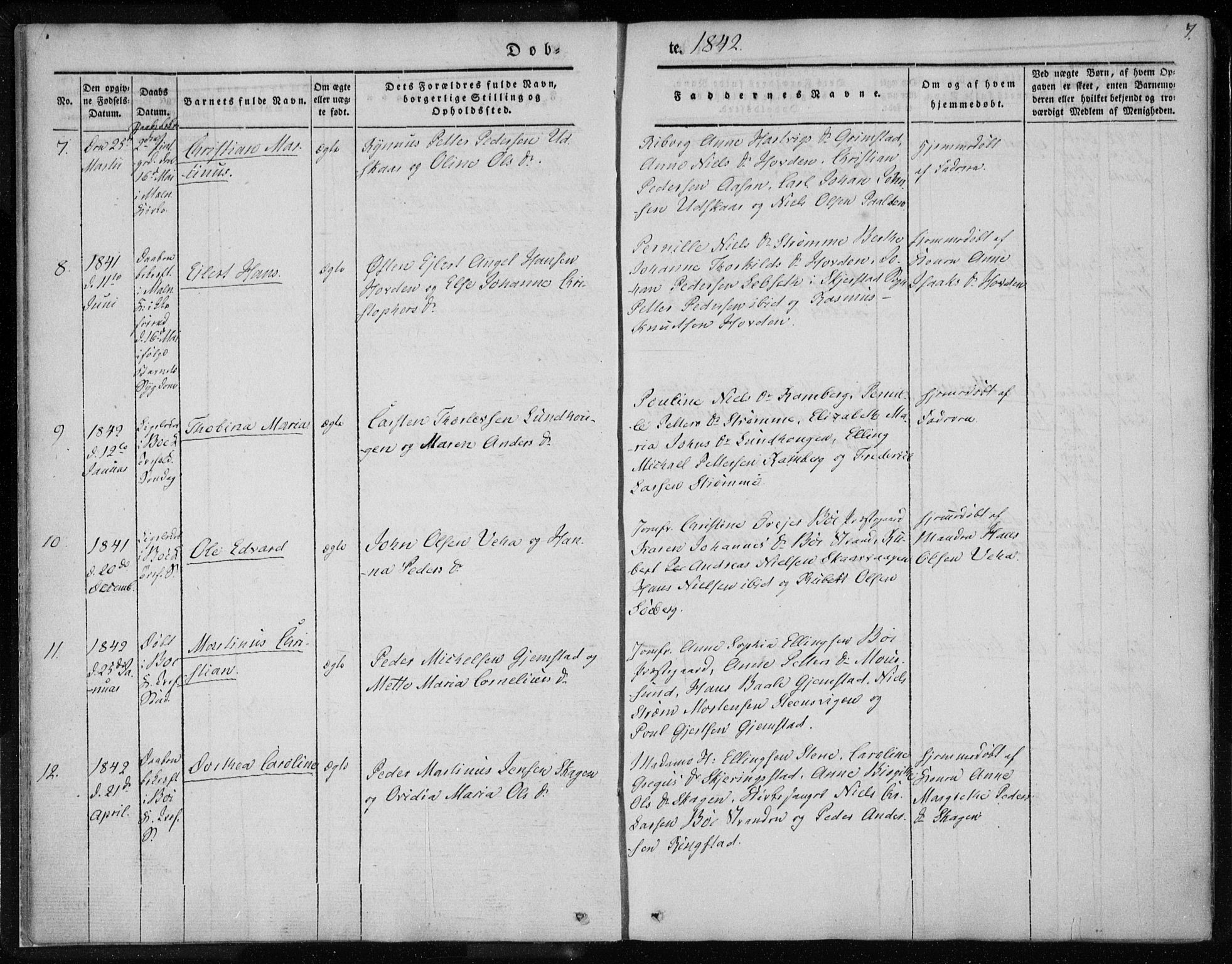 Ministerialprotokoller, klokkerbøker og fødselsregistre - Nordland, SAT/A-1459/891/L1299: Parish register (official) no. 891A04, 1841-1856, p. 7
