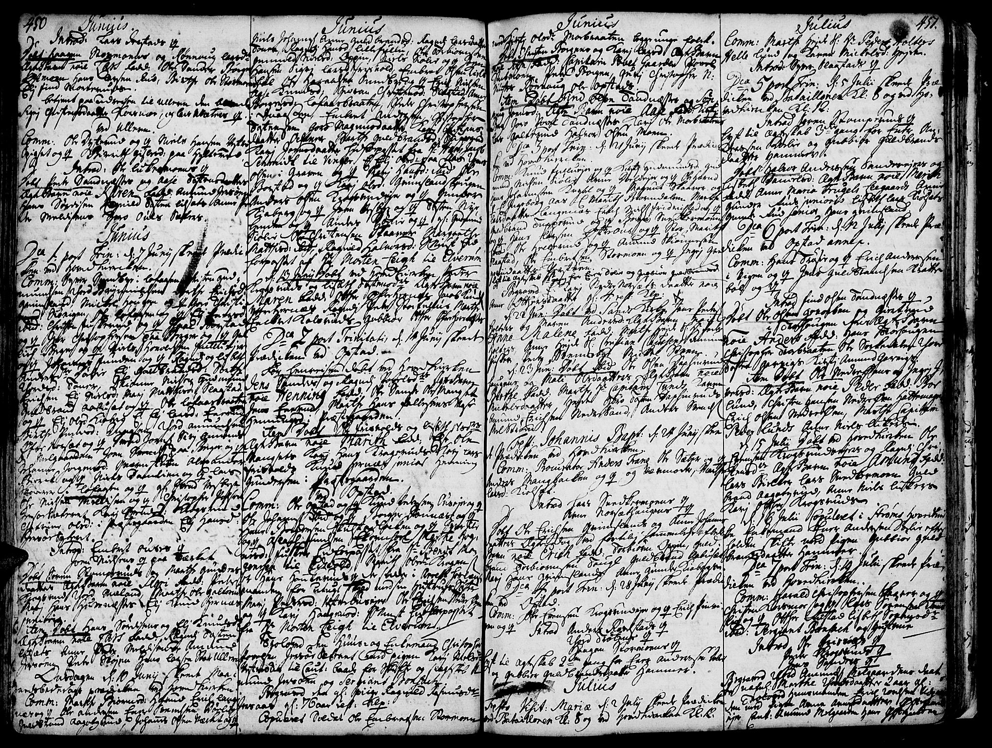 Strøm-Odalen prestekontor, AV/SAH-PREST-028/H/Ha/Haa/L0002: Parish register (official) no. 2, 1716-1740, p. 450-451