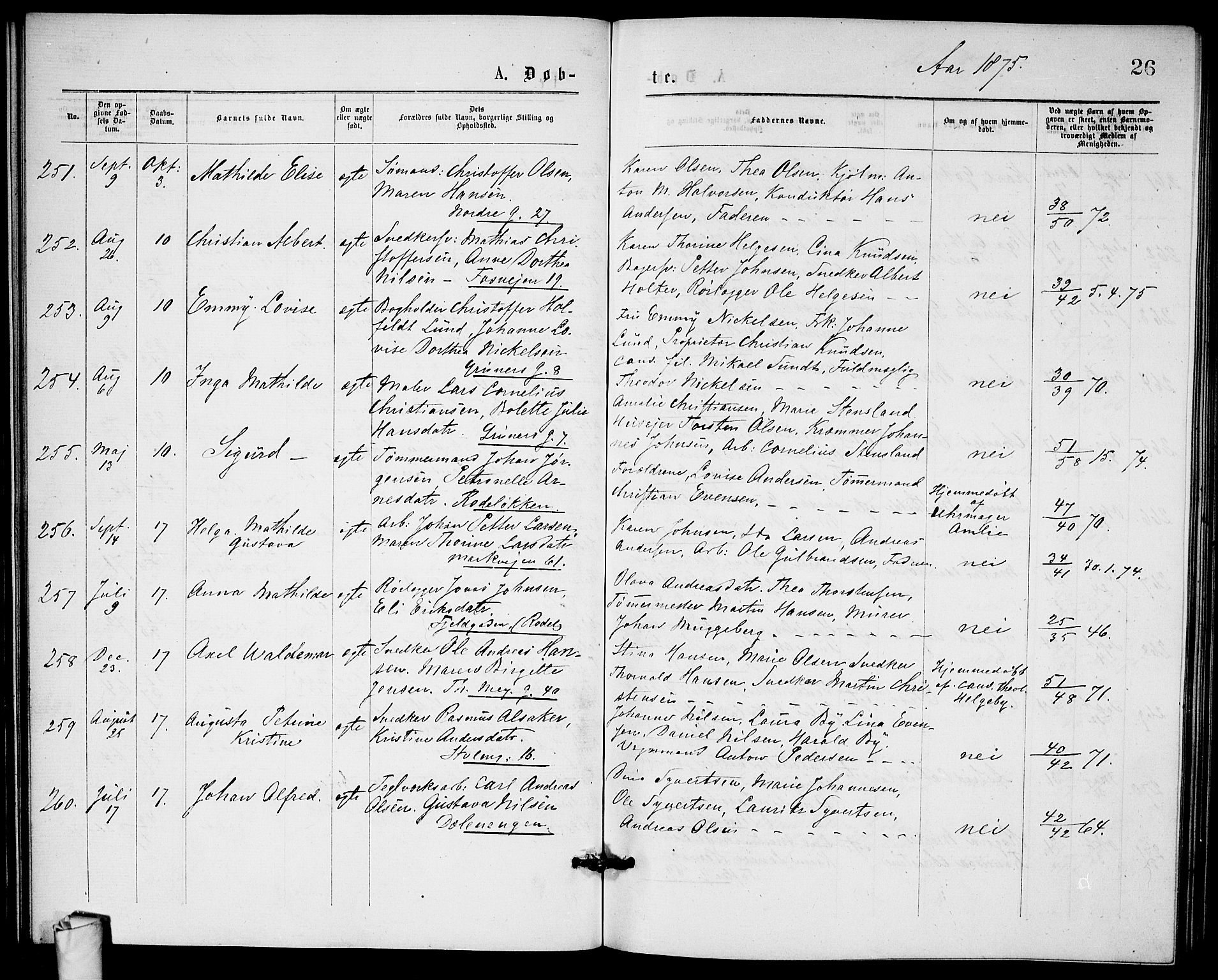 Paulus prestekontor Kirkebøker, AV/SAO-A-10871/G/Ga/L0001: Parish register (copy) no. 1, 1875-1878, p. 26