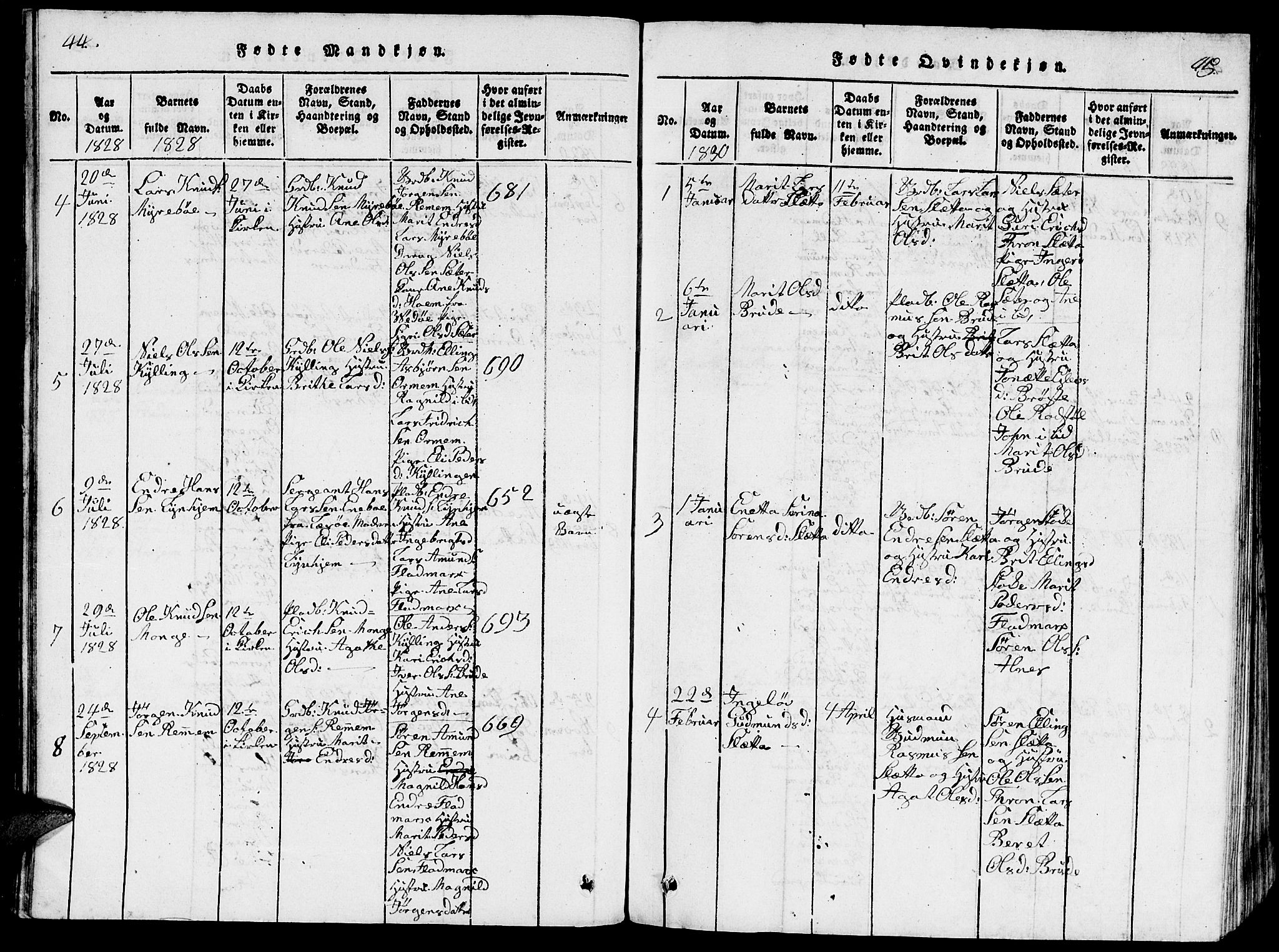 Ministerialprotokoller, klokkerbøker og fødselsregistre - Møre og Romsdal, AV/SAT-A-1454/546/L0595: Parish register (copy) no. 546C01, 1818-1836, p. 44-45