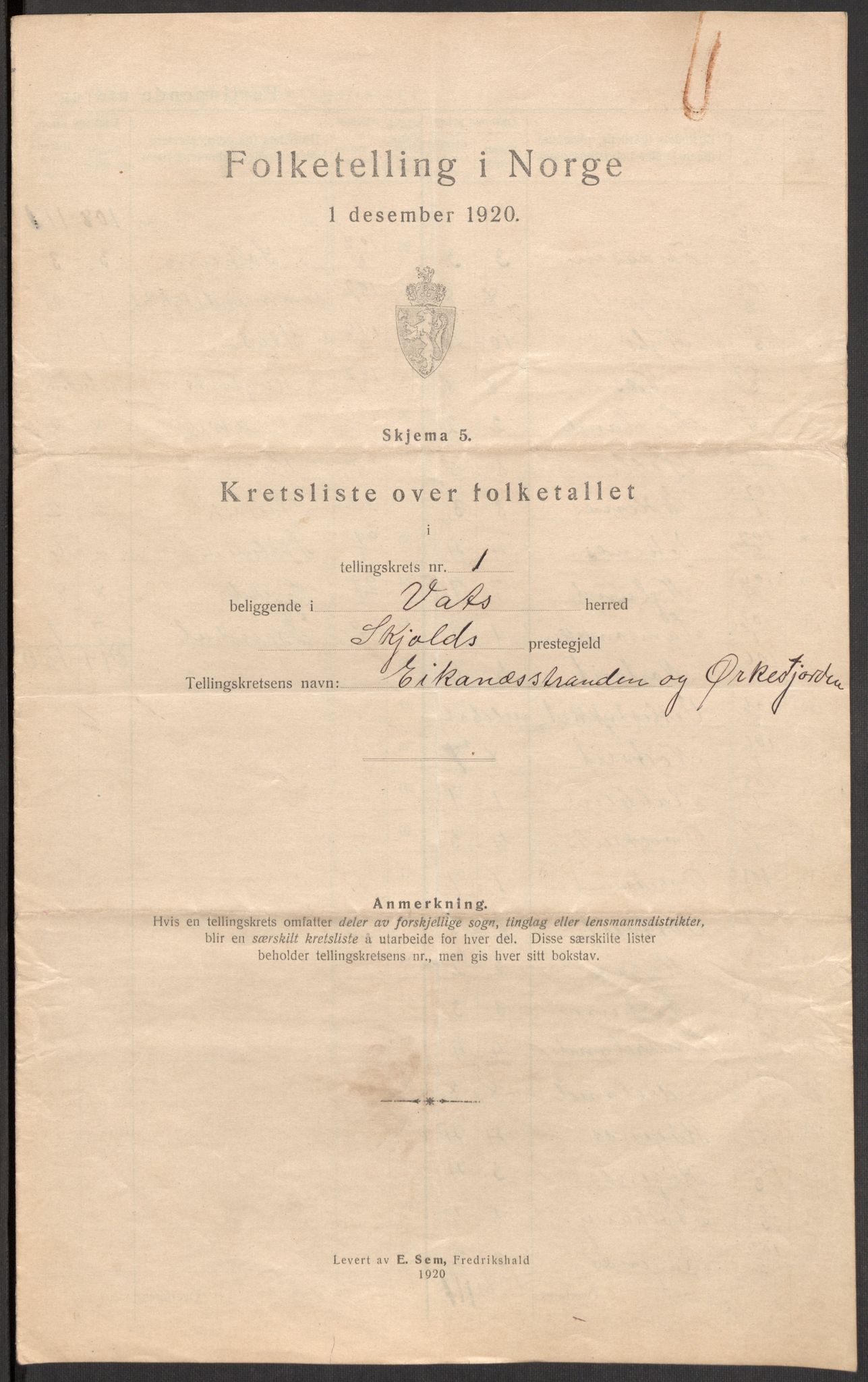 SAST, 1920 census for Vats, 1920, p. 9