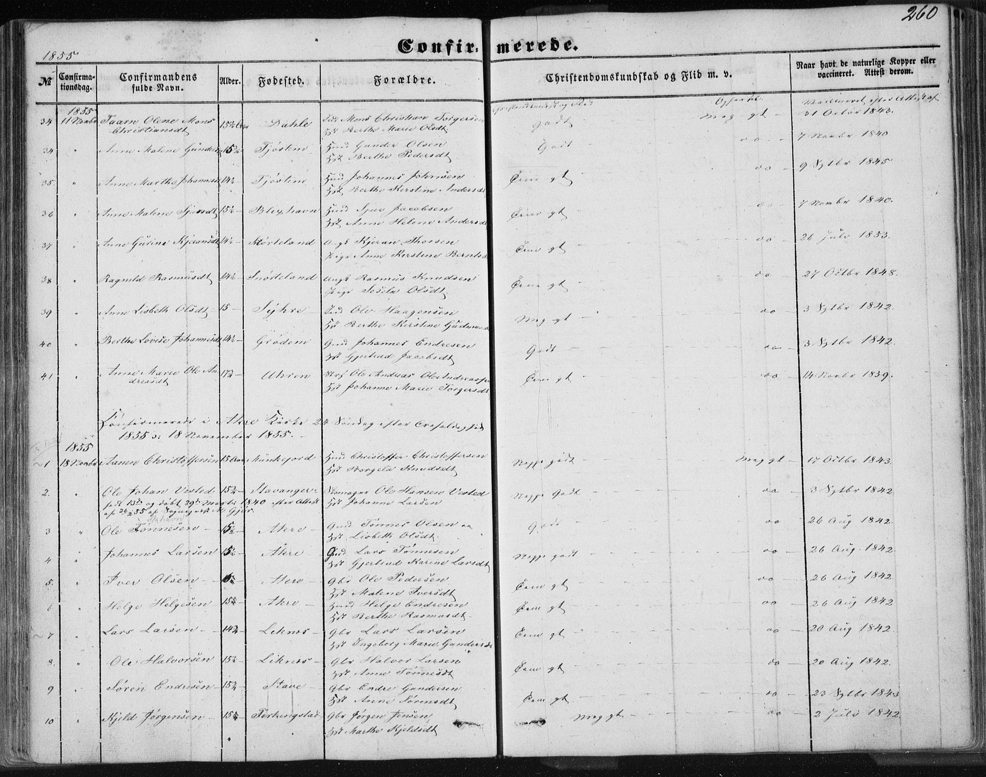 Skudenes sokneprestkontor, AV/SAST-A -101849/H/Ha/Haa/L0004: Parish register (official) no. A 3.1, 1847-1863, p. 260