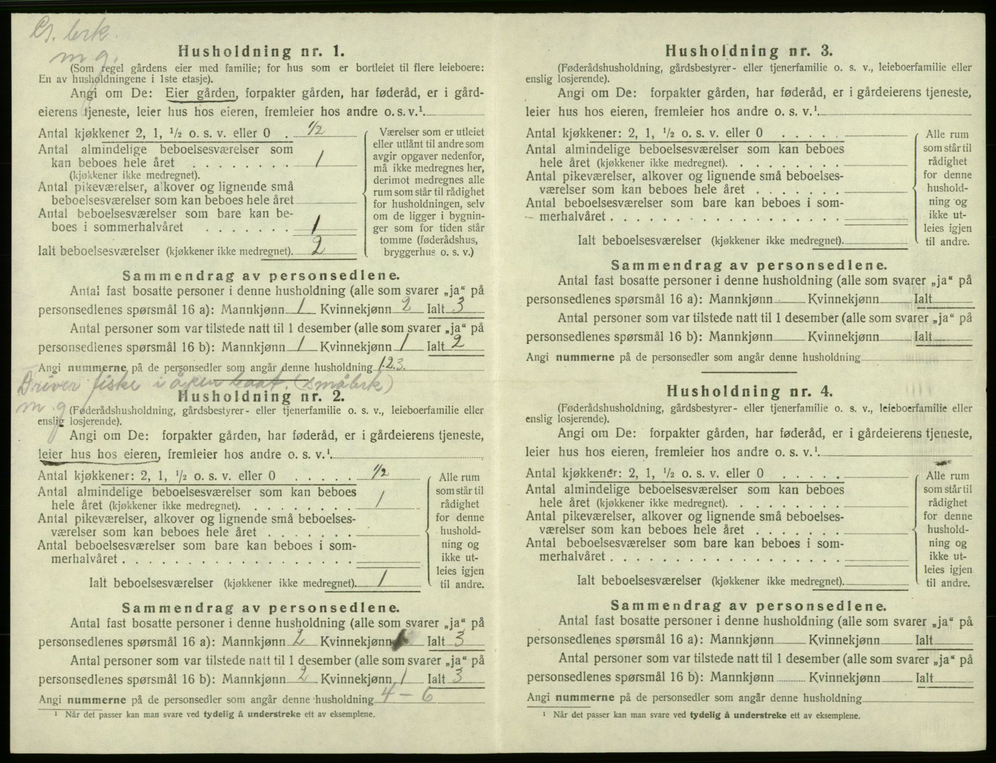 SAB, 1920 census for Bremnes, 1920, p. 154