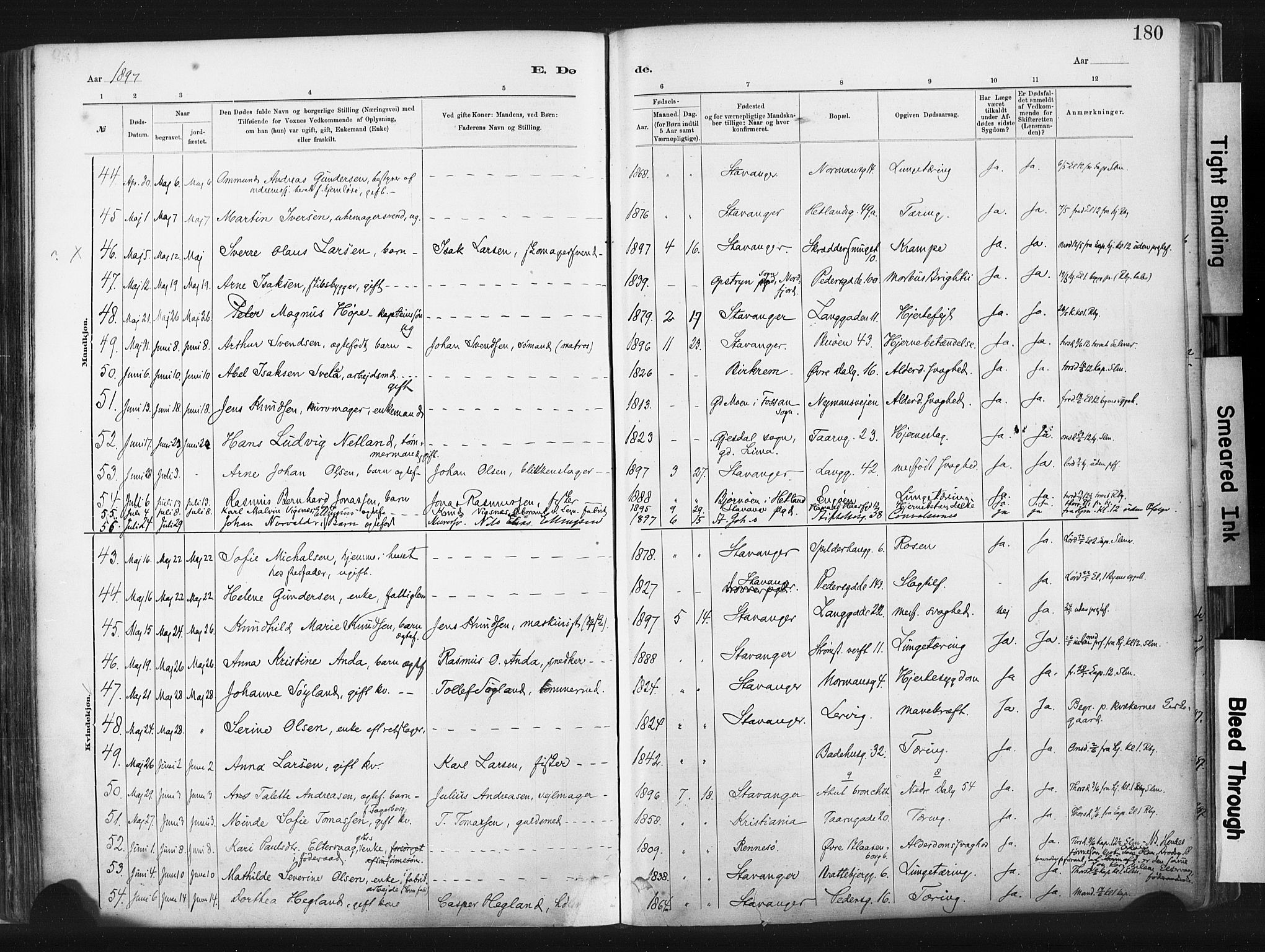 St. Johannes sokneprestkontor, SAST/A-101814/001/30/30BA/L0003: Parish register (official) no. A 3, 1885-1910, p. 180