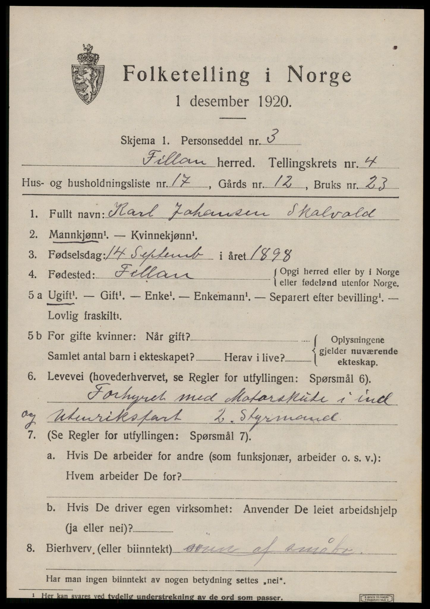 SAT, 1920 census for Fillan, 1920, p. 1996