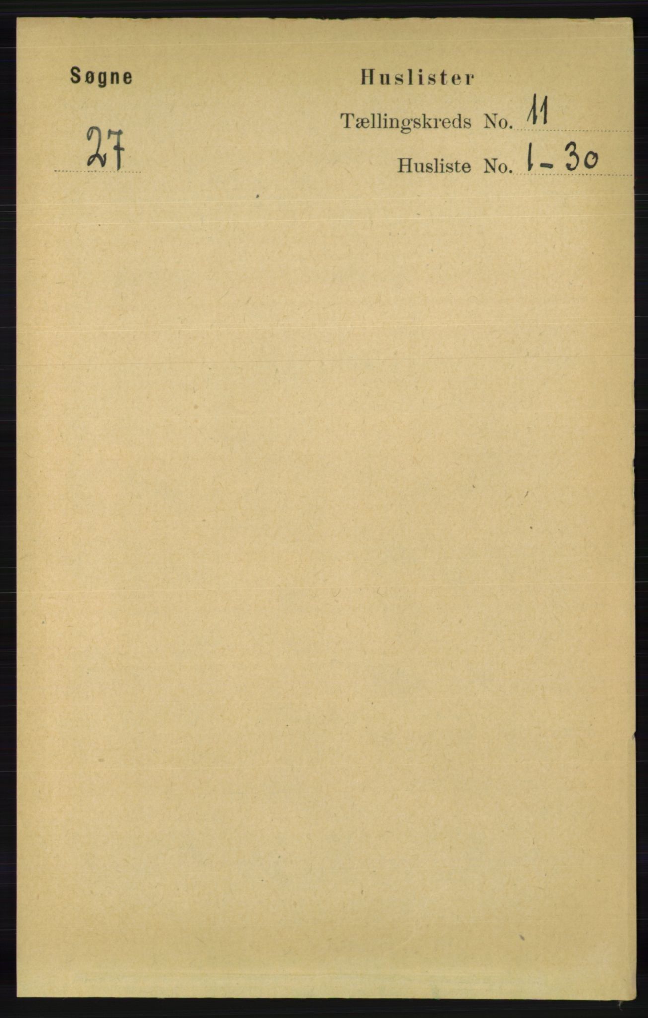 RA, 1891 census for 1018 Søgne, 1891, p. 2889