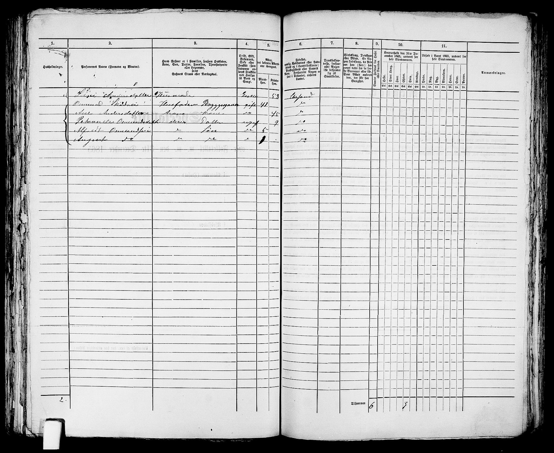 RA, 1865 census for Kristiansand, 1865, p. 1304