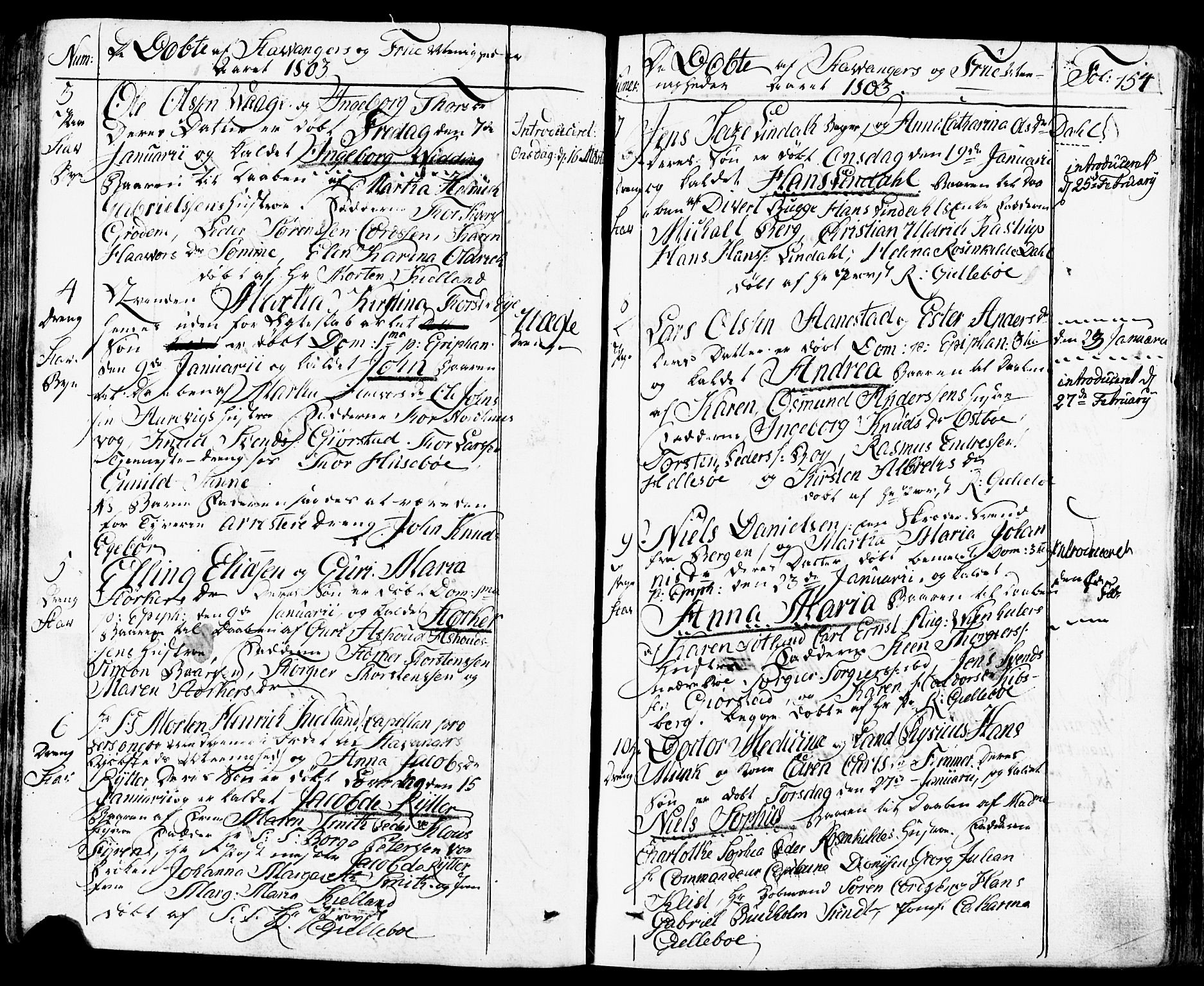 Domkirken sokneprestkontor, SAST/A-101812/001/30/30BB/L0007: Parish register (copy) no. B 7, 1791-1813, p. 154