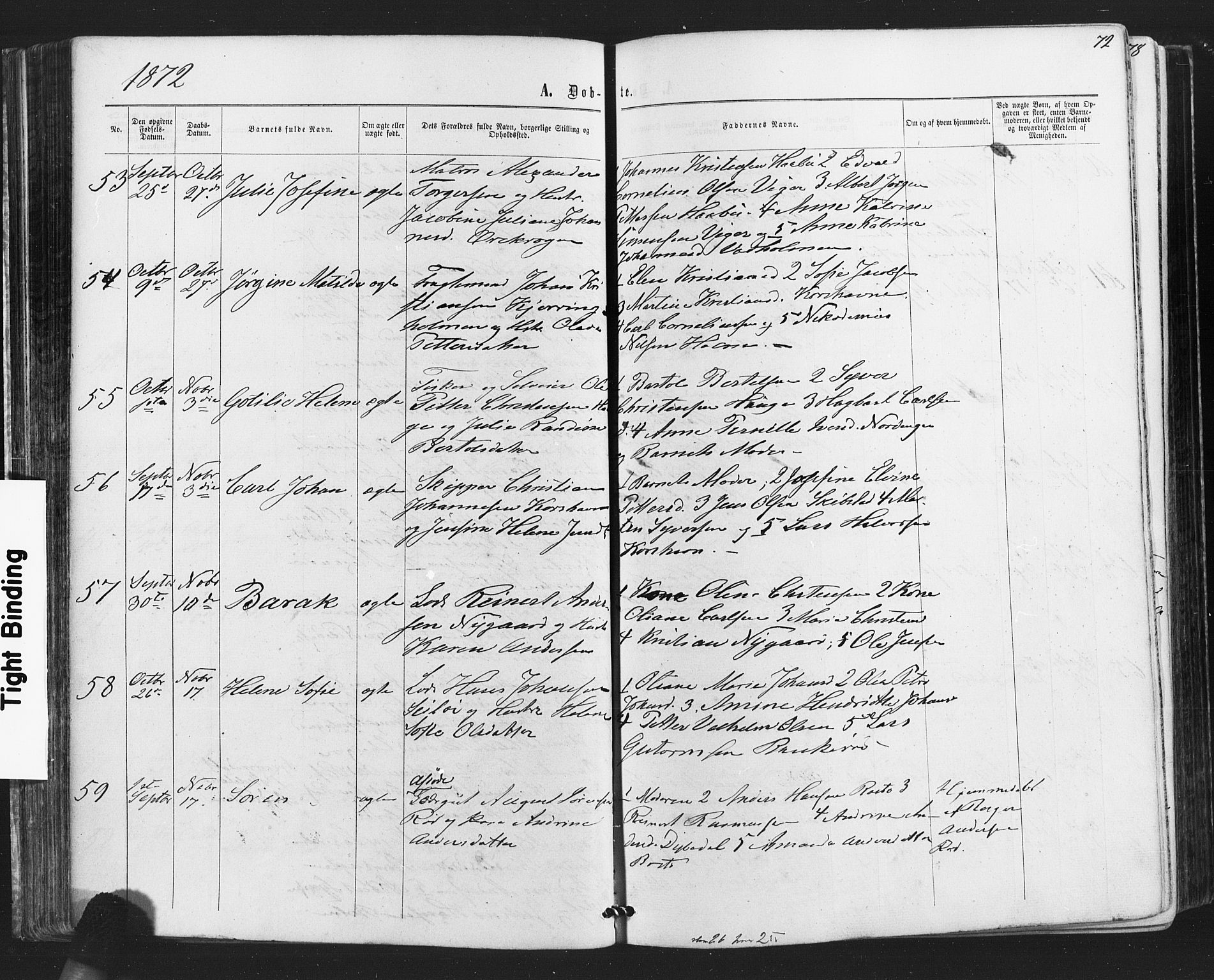 Hvaler prestekontor Kirkebøker, SAO/A-2001/F/Fa/L0007: Parish register (official) no. I 7, 1864-1878, p. 72