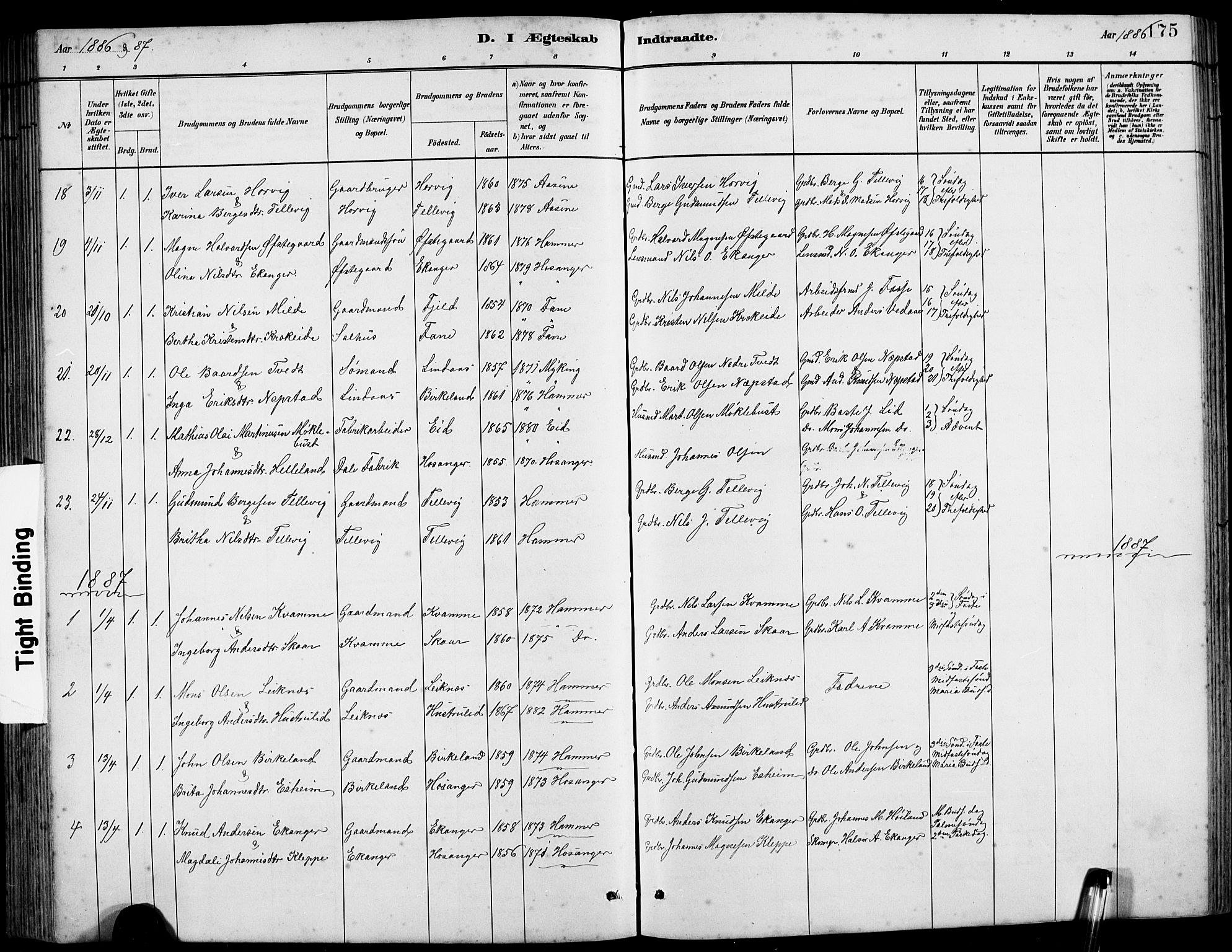 Hamre sokneprestembete, SAB/A-75501/H/Ha/Hab: Parish register (copy) no. B 3, 1881-1898, p. 175