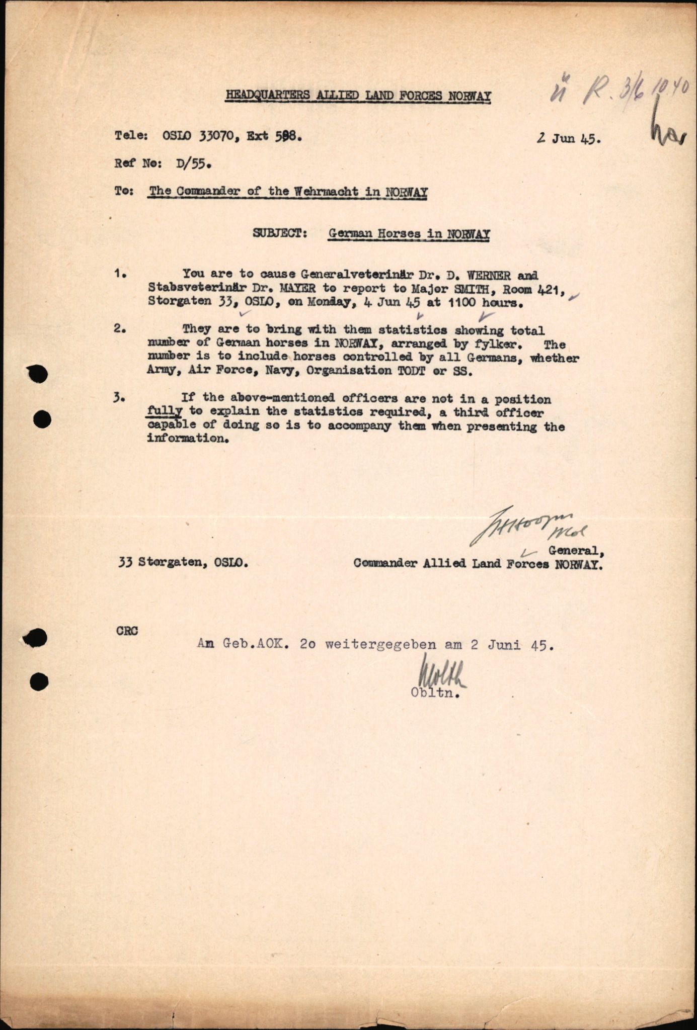 Forsvarets Overkommando. 2 kontor. Arkiv 11.4. Spredte tyske arkivsaker, AV/RA-RAFA-7031/D/Dar/Darc/L0017: FO.II, 1945, p. 1211