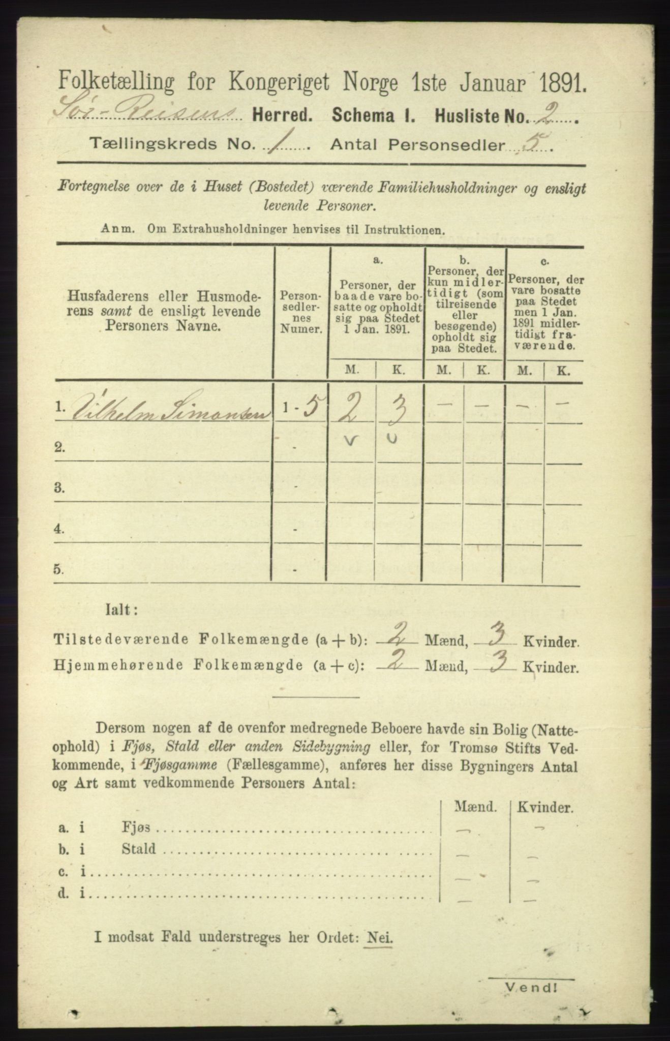 RA, 1891 census for 1925 Sørreisa, 1891, p. 20