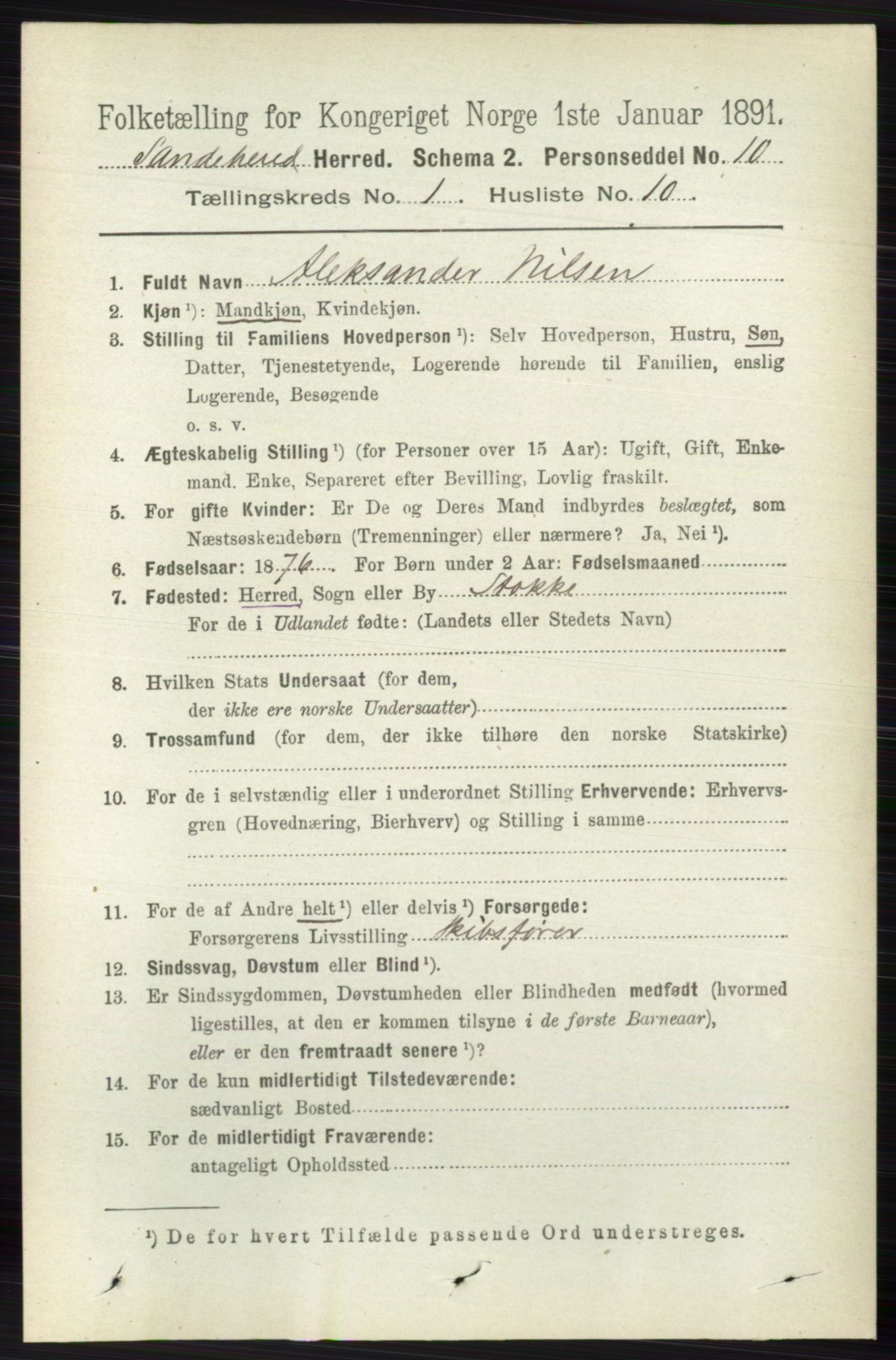 RA, 1891 census for 0724 Sandeherred, 1891, p. 244