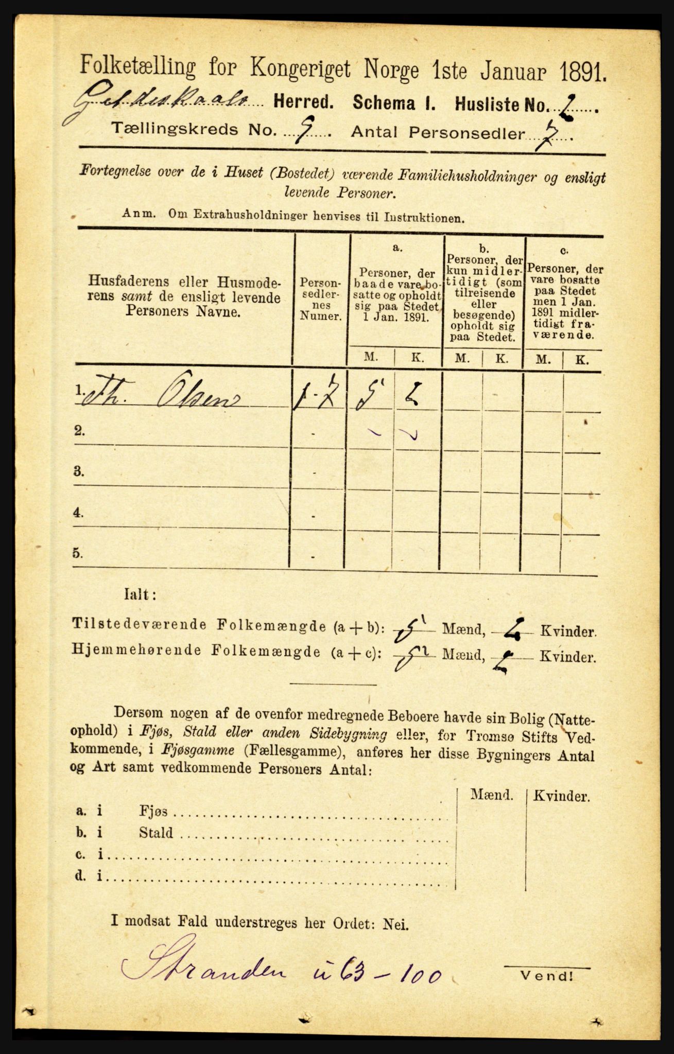 RA, 1891 census for 1838 Gildeskål, 1891, p. 2719