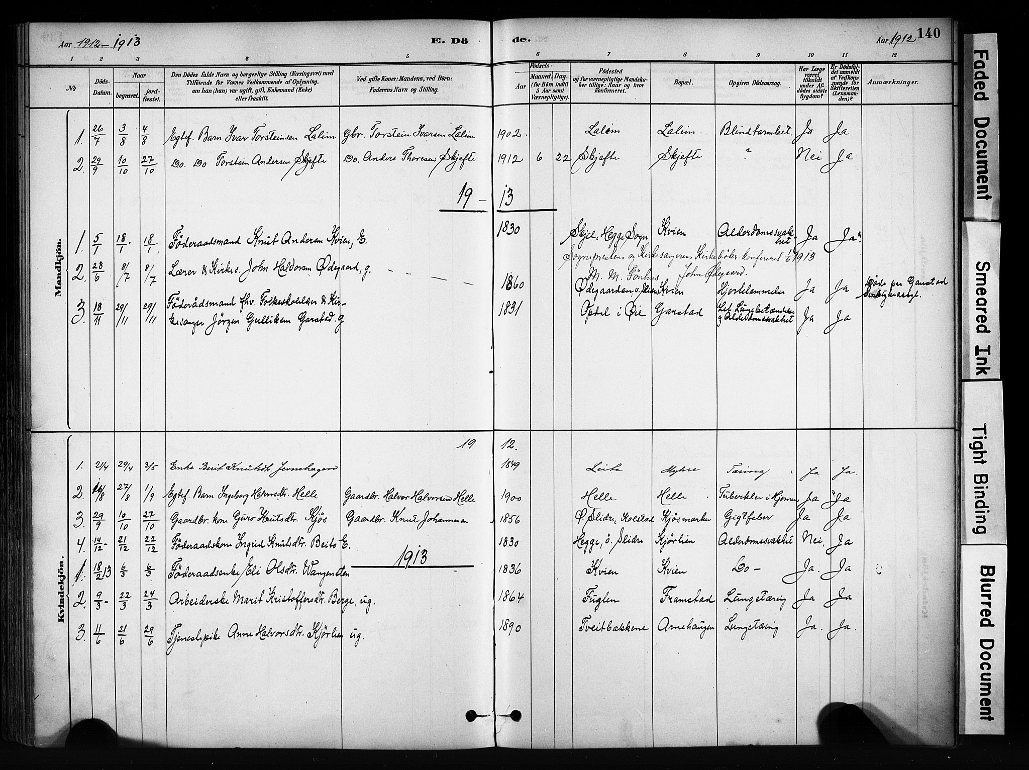 Vang prestekontor, Valdres, SAH/PREST-140/H/Ha/L0009: Parish register (official) no. 9, 1882-1914, p. 140