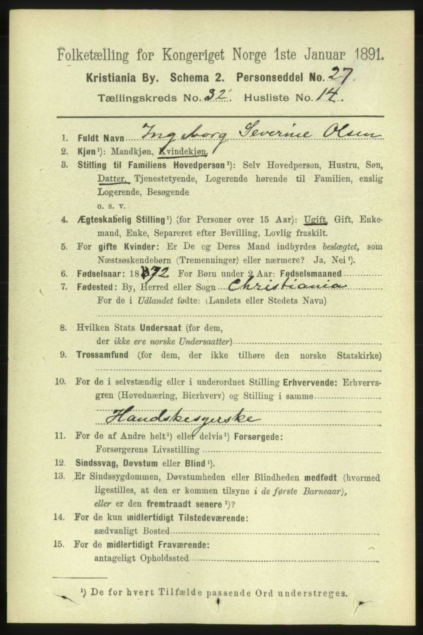 RA, 1891 census for 0301 Kristiania, 1891, p. 17233