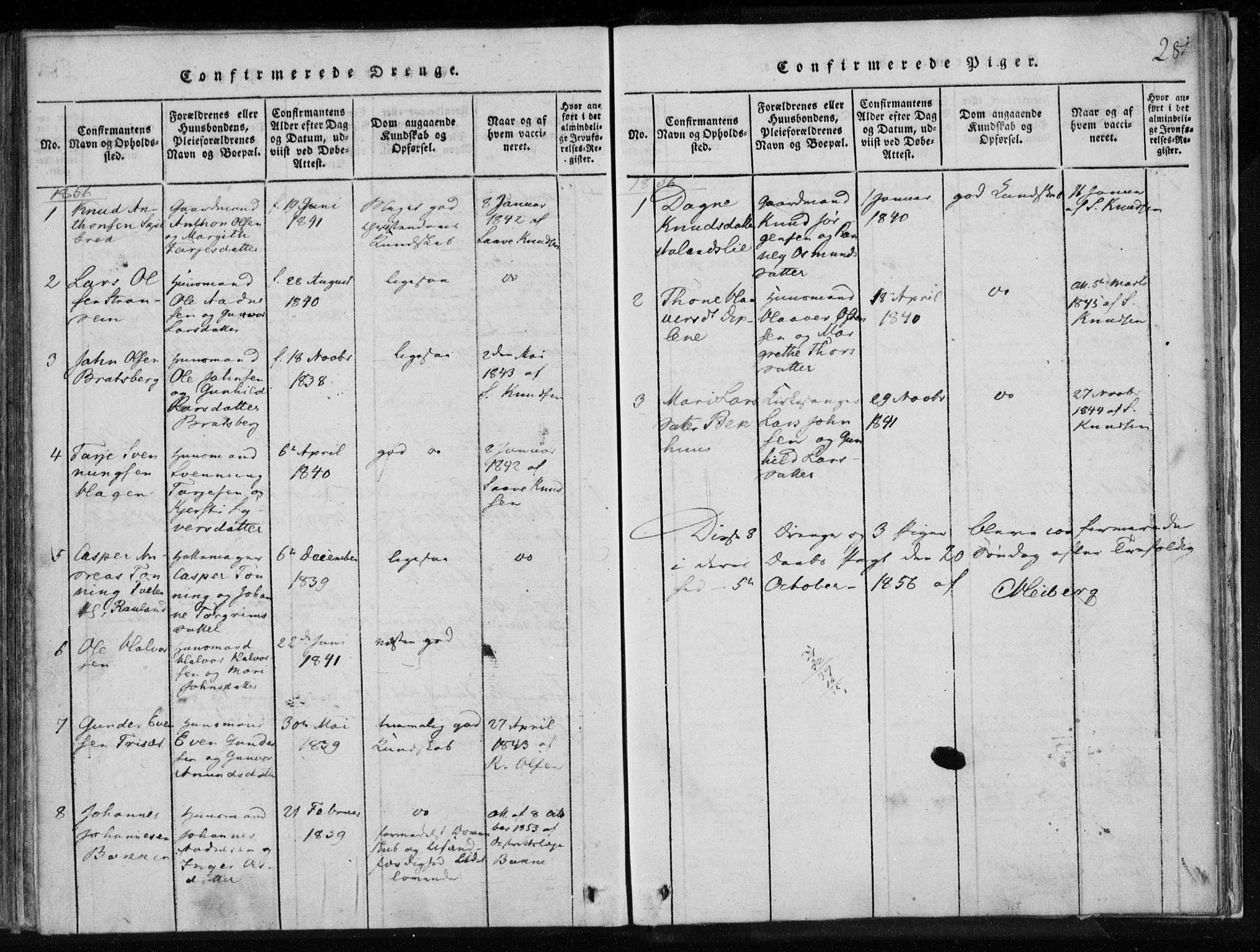 Lårdal kirkebøker, SAKO/A-284/F/Fa/L0005: Parish register (official) no. I 5, 1815-1860, p. 281