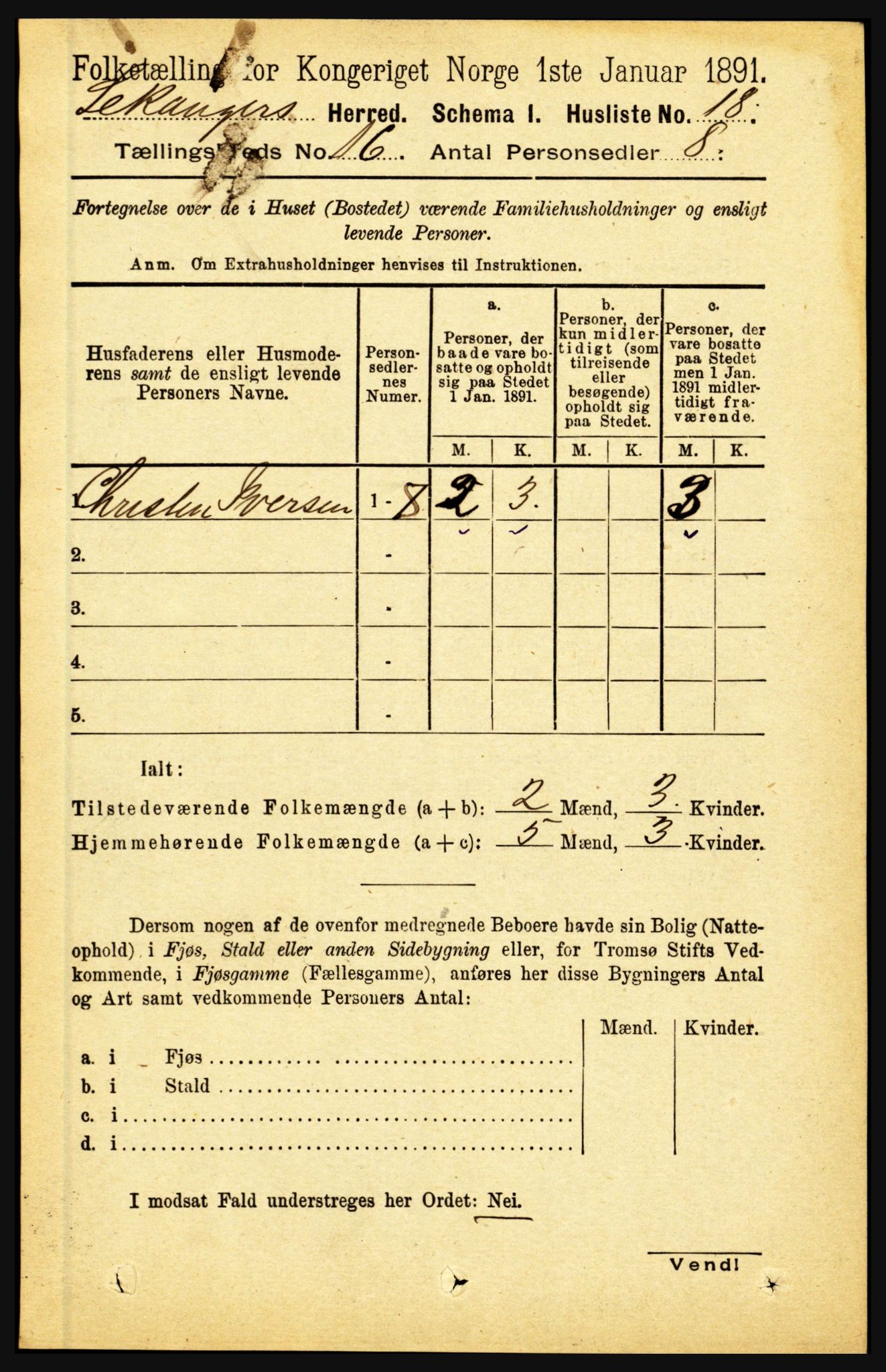 RA, 1891 census for 1419 Leikanger, 1891, p. 2977