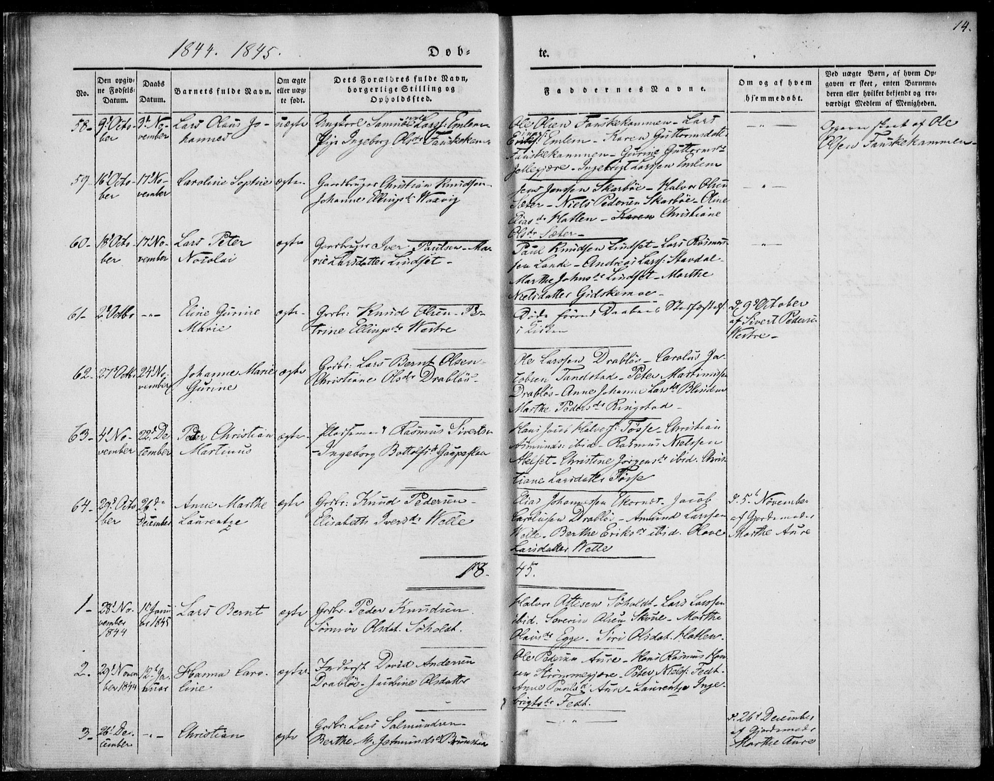 Ministerialprotokoller, klokkerbøker og fødselsregistre - Møre og Romsdal, SAT/A-1454/522/L0312: Parish register (official) no. 522A07, 1843-1851, p. 14