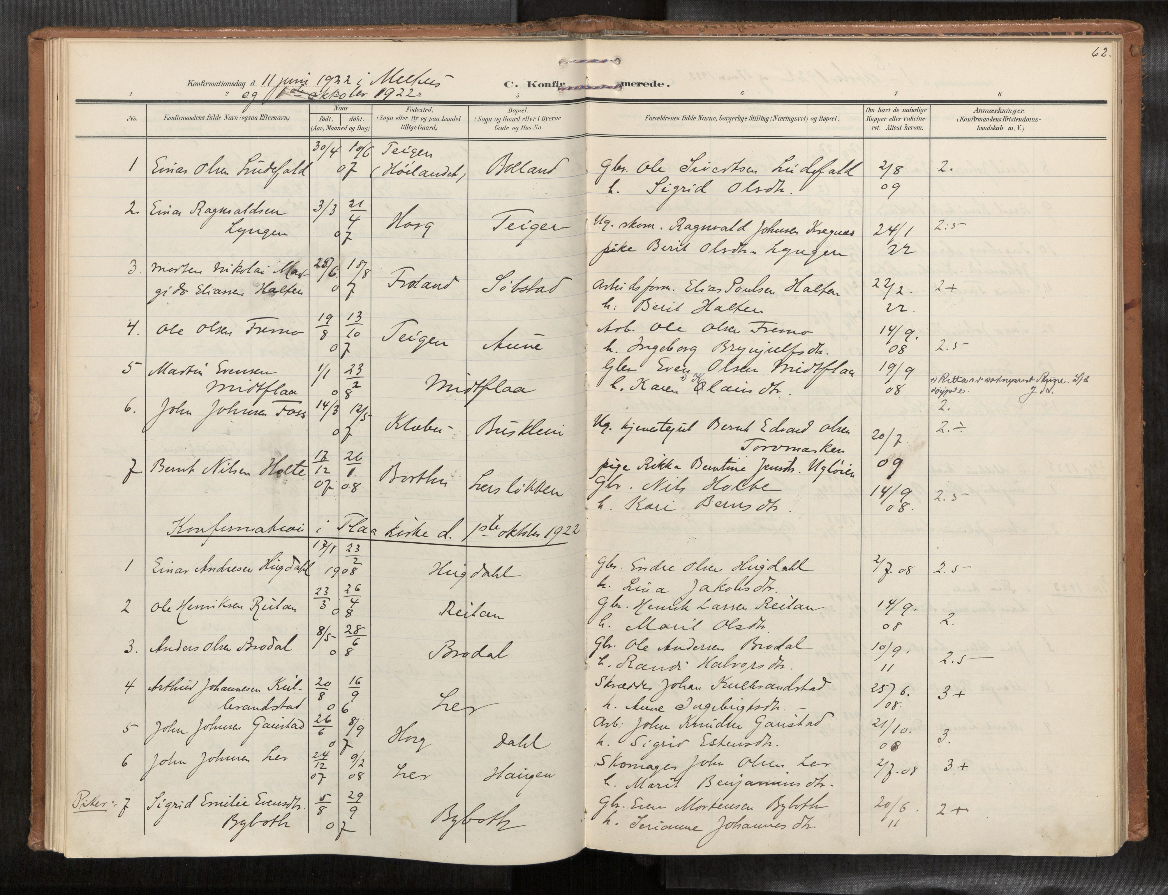 Ministerialprotokoller, klokkerbøker og fødselsregistre - Sør-Trøndelag, SAT/A-1456/693/L1119b: Parish register (official) no. 693A02, 1906-1936, p. 62