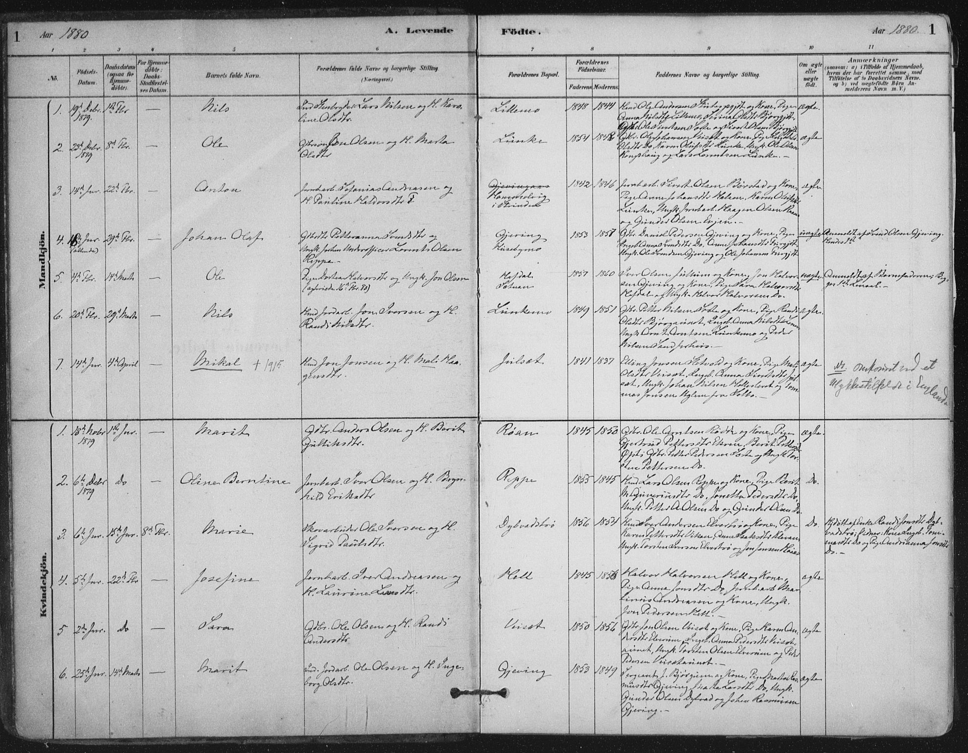 Ministerialprotokoller, klokkerbøker og fødselsregistre - Nord-Trøndelag, SAT/A-1458/710/L0095: Parish register (official) no. 710A01, 1880-1914, p. 1