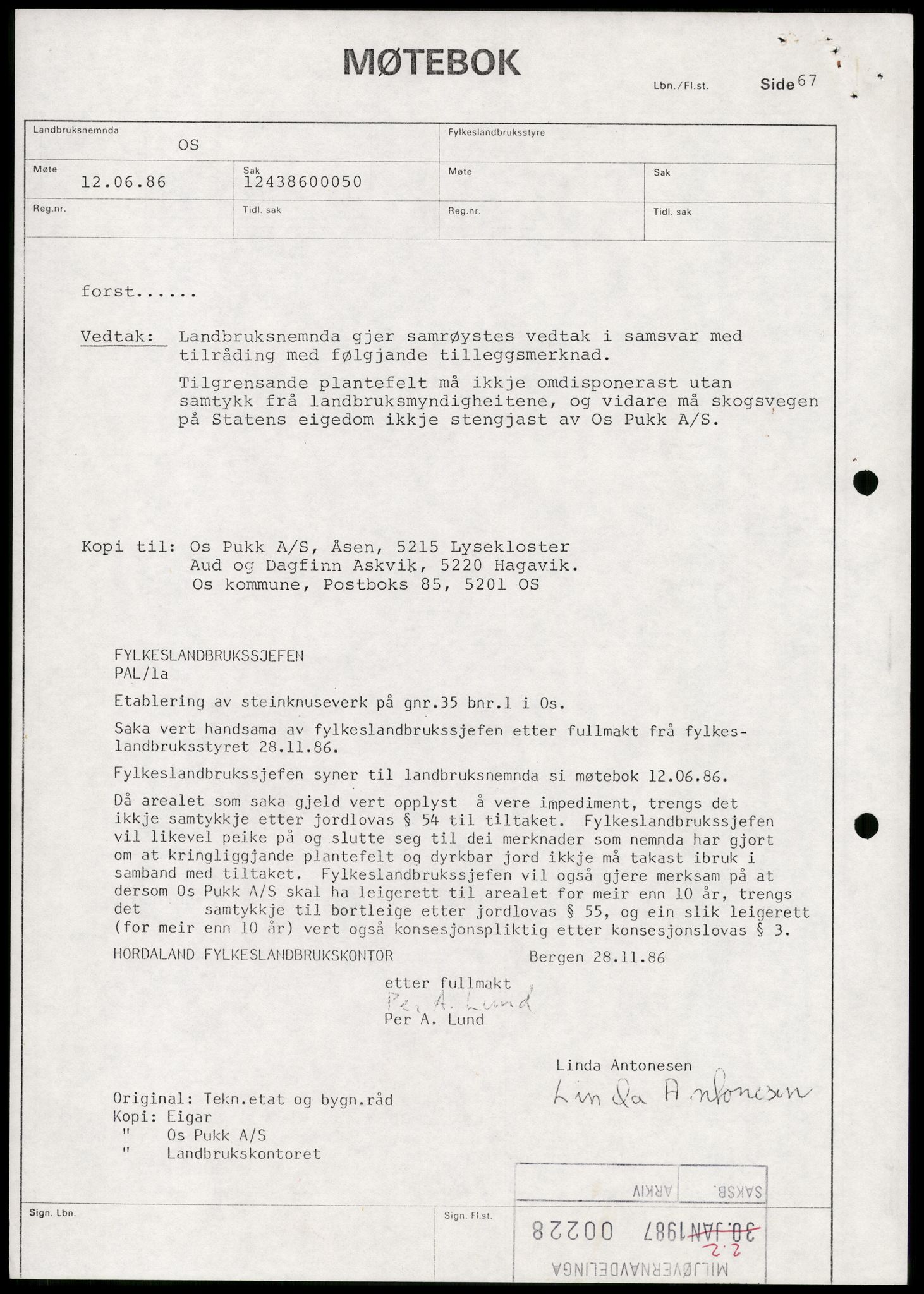 Statens forurensningstilsyn, hovedkontoret, AV/RA-S-4136/1/D/Da/L1368: Kommunalt avløpsvann, slam og avfall, vannforsyning, analyse, akvakultur og produktkontroll, 1983-1993, p. 48