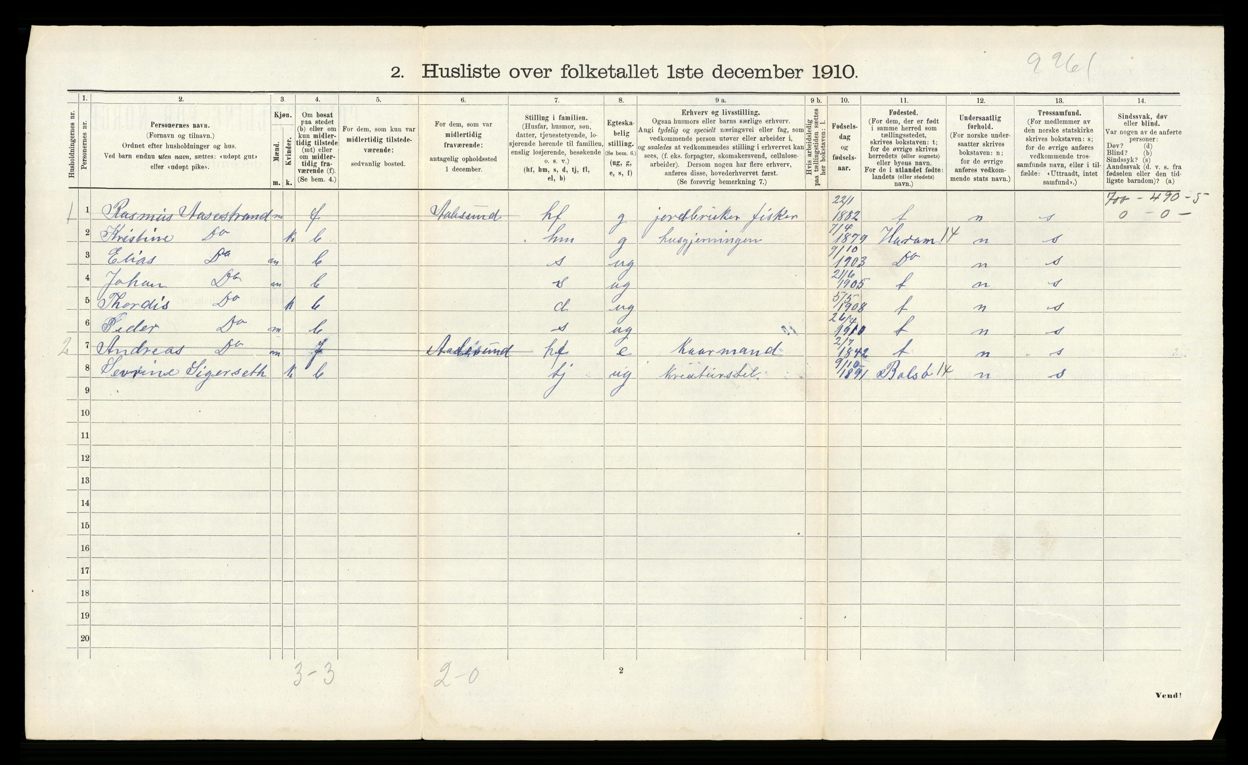 RA, 1910 census for Borgund, 1910, p. 646