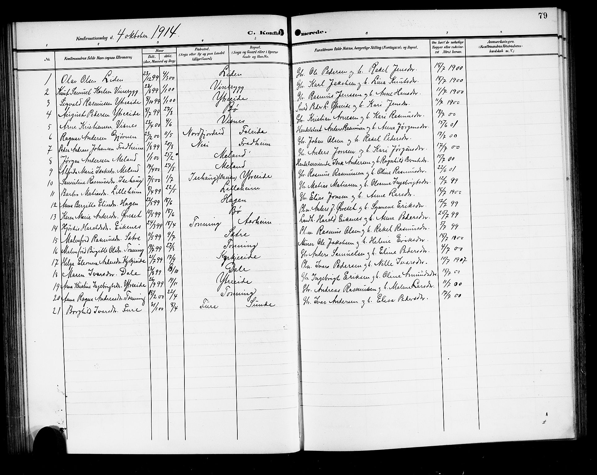 Stryn Sokneprestembete, AV/SAB-A-82501: Parish register (copy) no. A 3, 1906-1924, p. 79