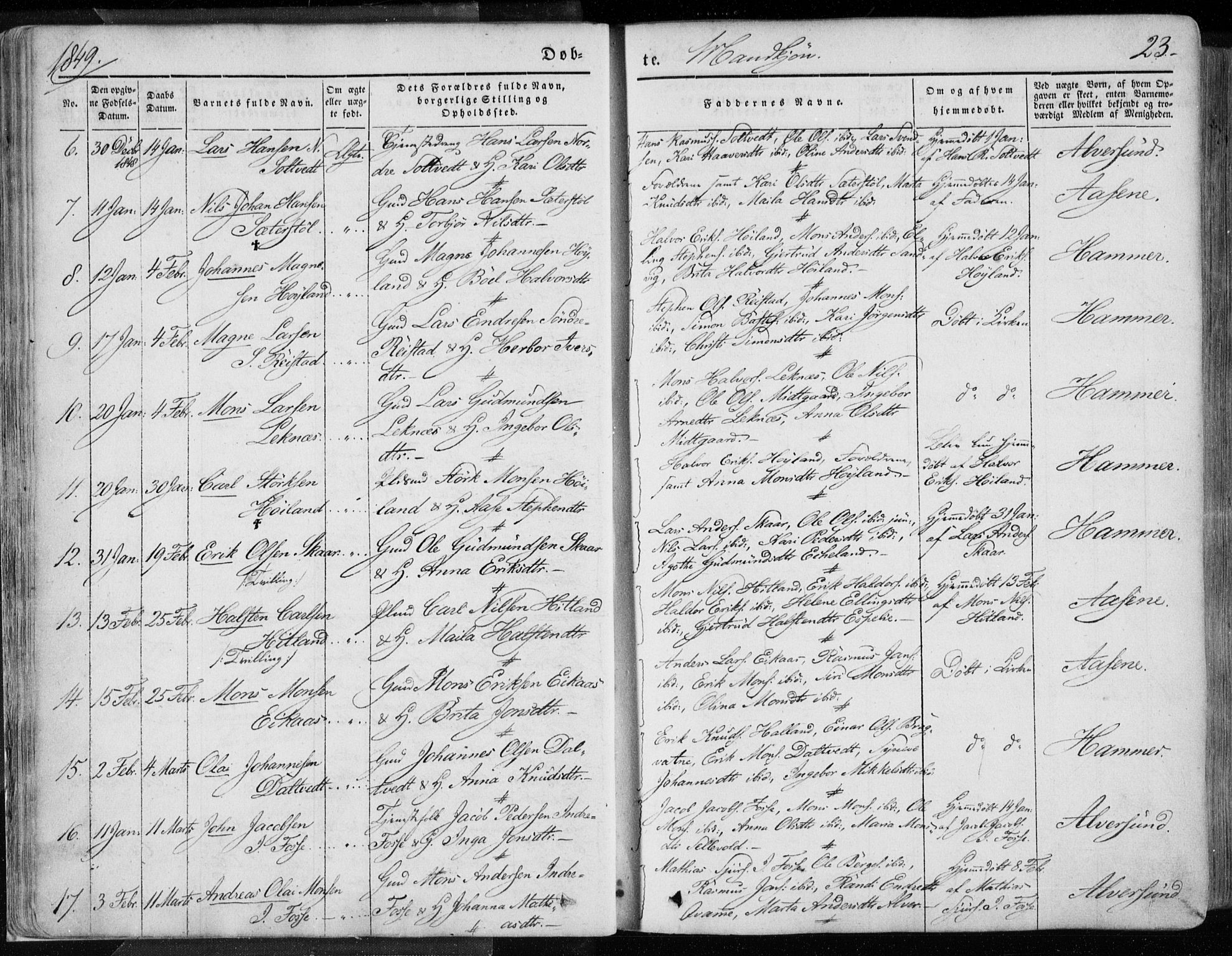 Hamre sokneprestembete, AV/SAB-A-75501/H/Ha/Haa/Haaa/L0013: Parish register (official) no. A 13, 1846-1857, p. 23